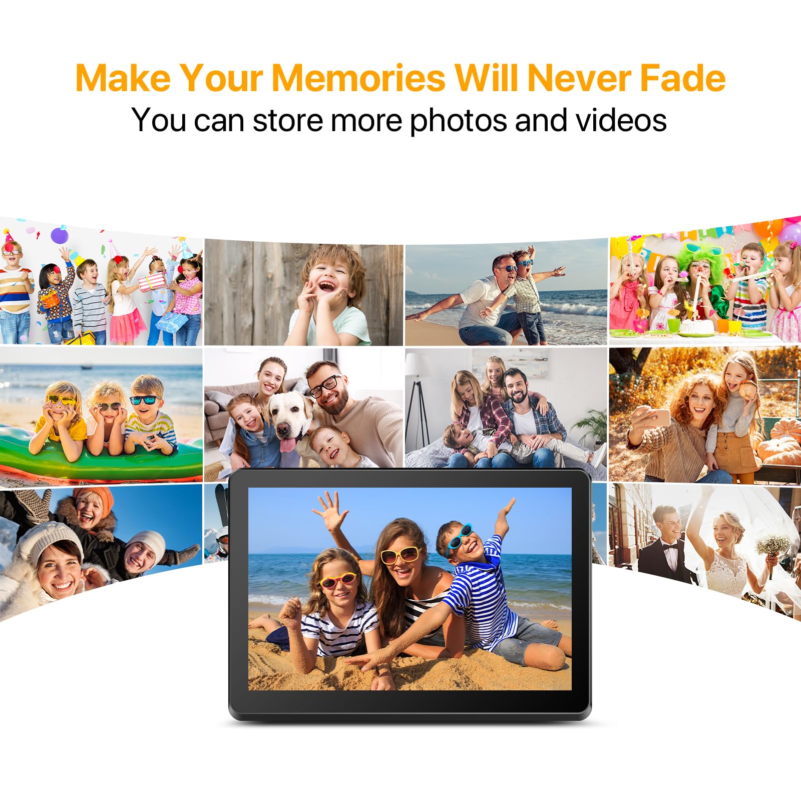 WiFi Digital Photo Frame 10 Inch 1920X1080P Touch Screen, Smart HD Display, 16GB Storage, Picture Frame Share Photos Videos via App, Email, Cloud