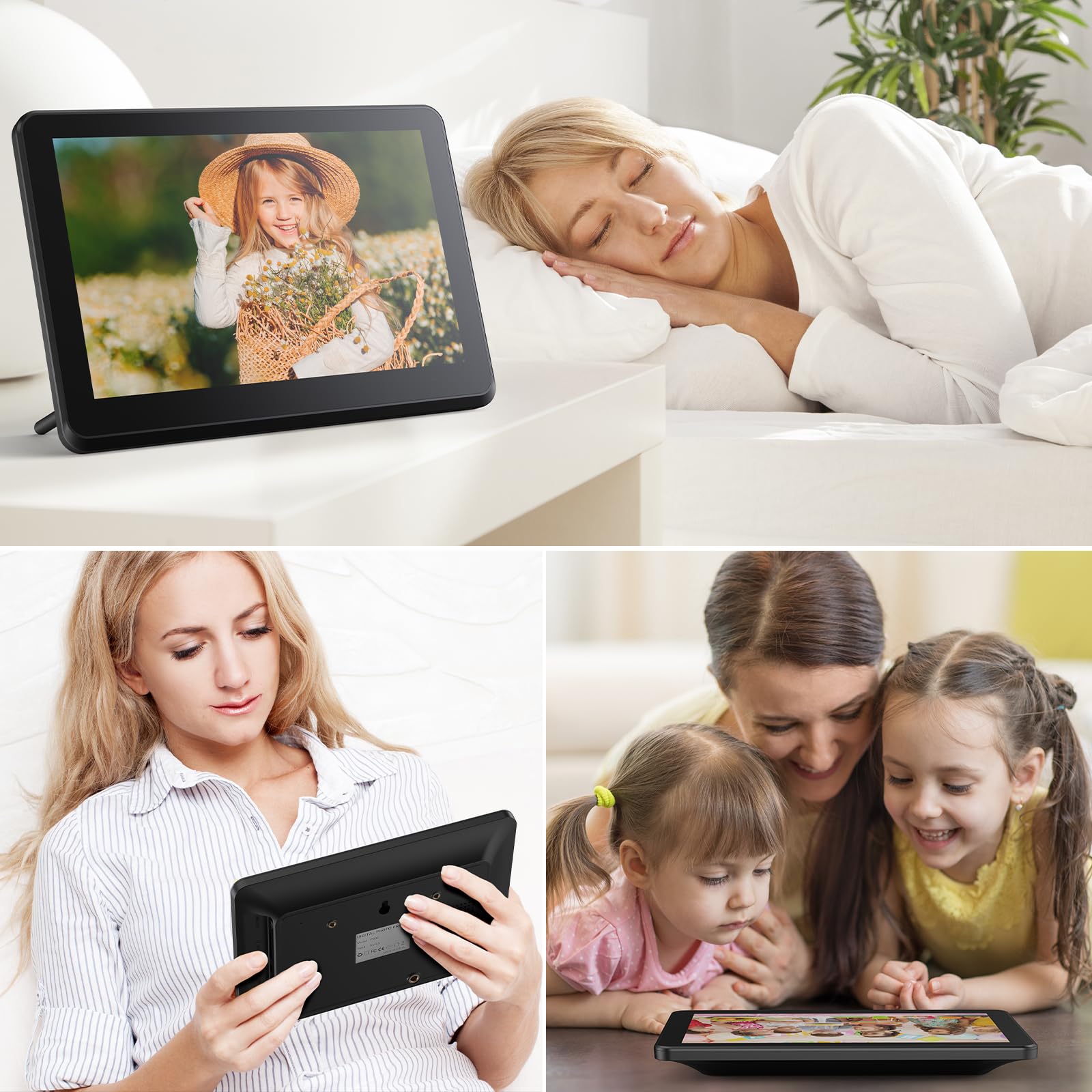 WiFi Digital Photo Frame 10 Inch 1920X1080P Touch Screen, Smart HD Display, 16GB Storage, Picture Frame Share Photos Videos via App, Email, Cloud