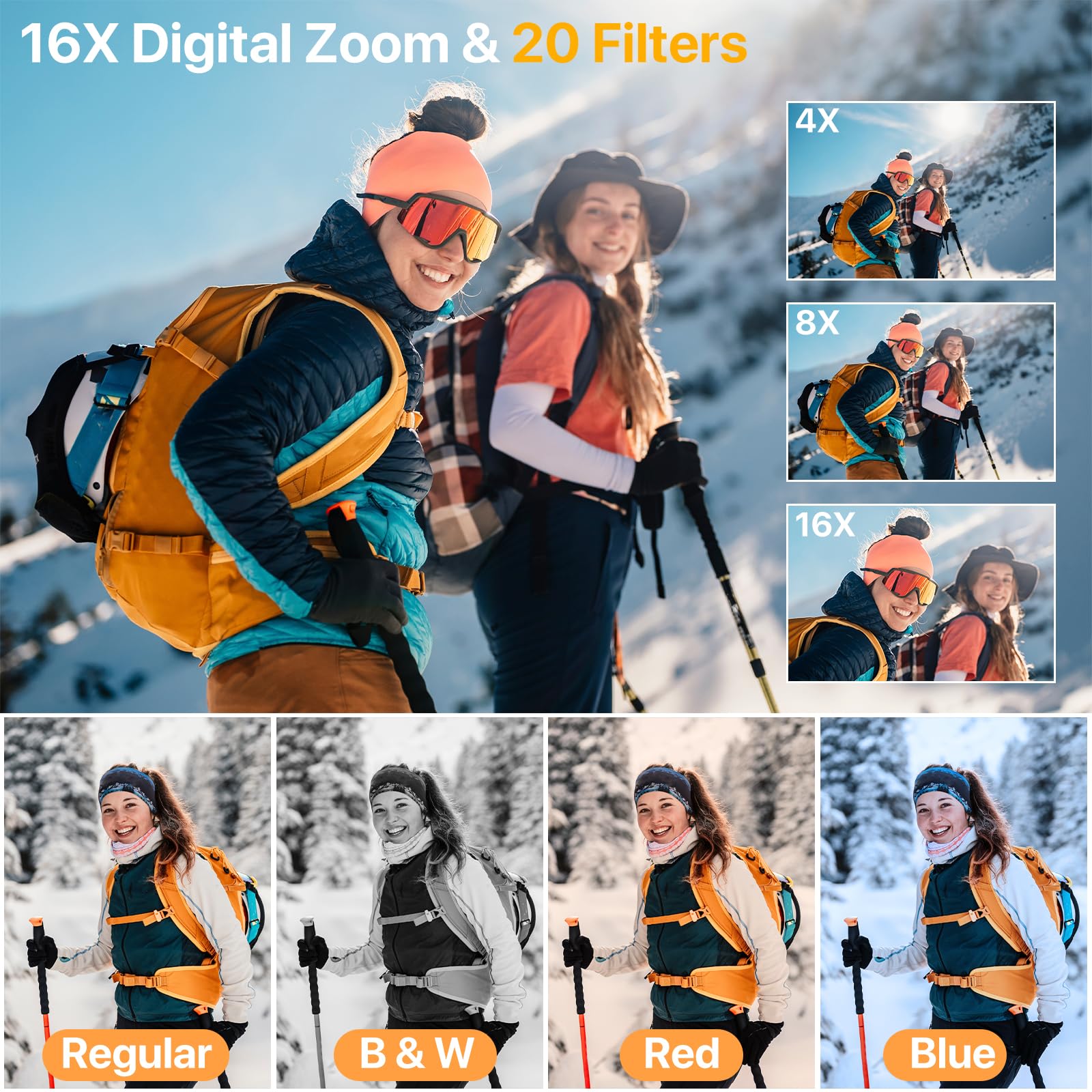 4K Digital Camera for Photography Auto-Focus 4K Camera with 180° 3.0 inch Flip Screen 16X Anti-Shake Vlogging Camera for YouTube Video Compact Cameras with SD Card, 2 Batteries and Battery Charger