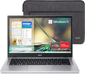 Acer Aspire 3 A314-23P-R3QA Slim Laptop | 14.0" Full HD IPS Display | AMD Ryzen 5 7520U Quad-Core Processor | AMD Radeon Graphics | 8GB LPDDR5 | 512GB NVMe SSD | Wi-Fi 6 | Windows 11 Home,Silver