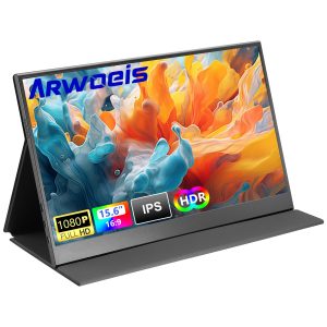ARWOEIS Portable Monitor 15.6inch 1080P 60Hz 178° IPS Screen Travel Monitor USB-C HDMI Second External Monitor for Laptop,PC,Mac Phone,Xbox,Swich,PS4/5,Premium Smart Cover