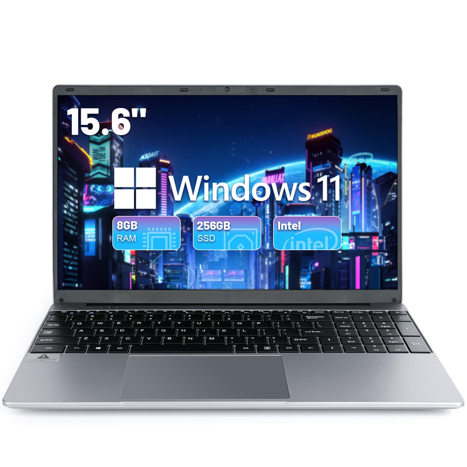 Chicbuy 8GB RAM Laptop Computer, 15.6″ Full HD 1366 * 768 Display, Intel Celeron Processors, 256GB SSD,USB 3.0, Type-C Mini-HDMI, 2.4/5G WiFi, Pre-Installed Windows 11