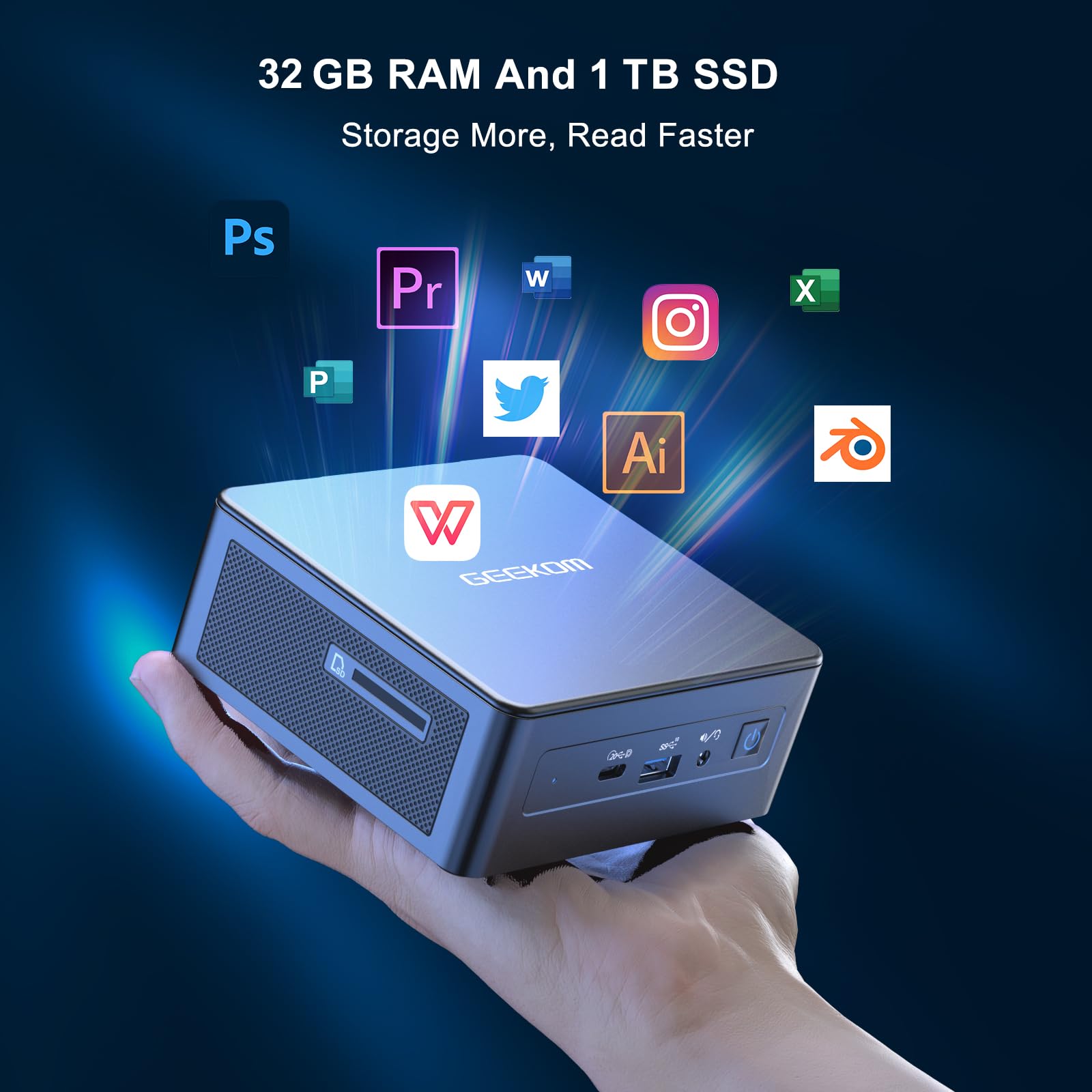 GEEKOM Mini PC Mini IT11, 11th Intel Core i7-11390H (4C/8T, up to 5.0GHz), 32GB DDR4 RAM 1TB M.2 SSD, Windows 11 Mini PC, Support 8K UHD/USB4.0/WiFi 6/BT5.2, Home&Office Mini Desktop Computers