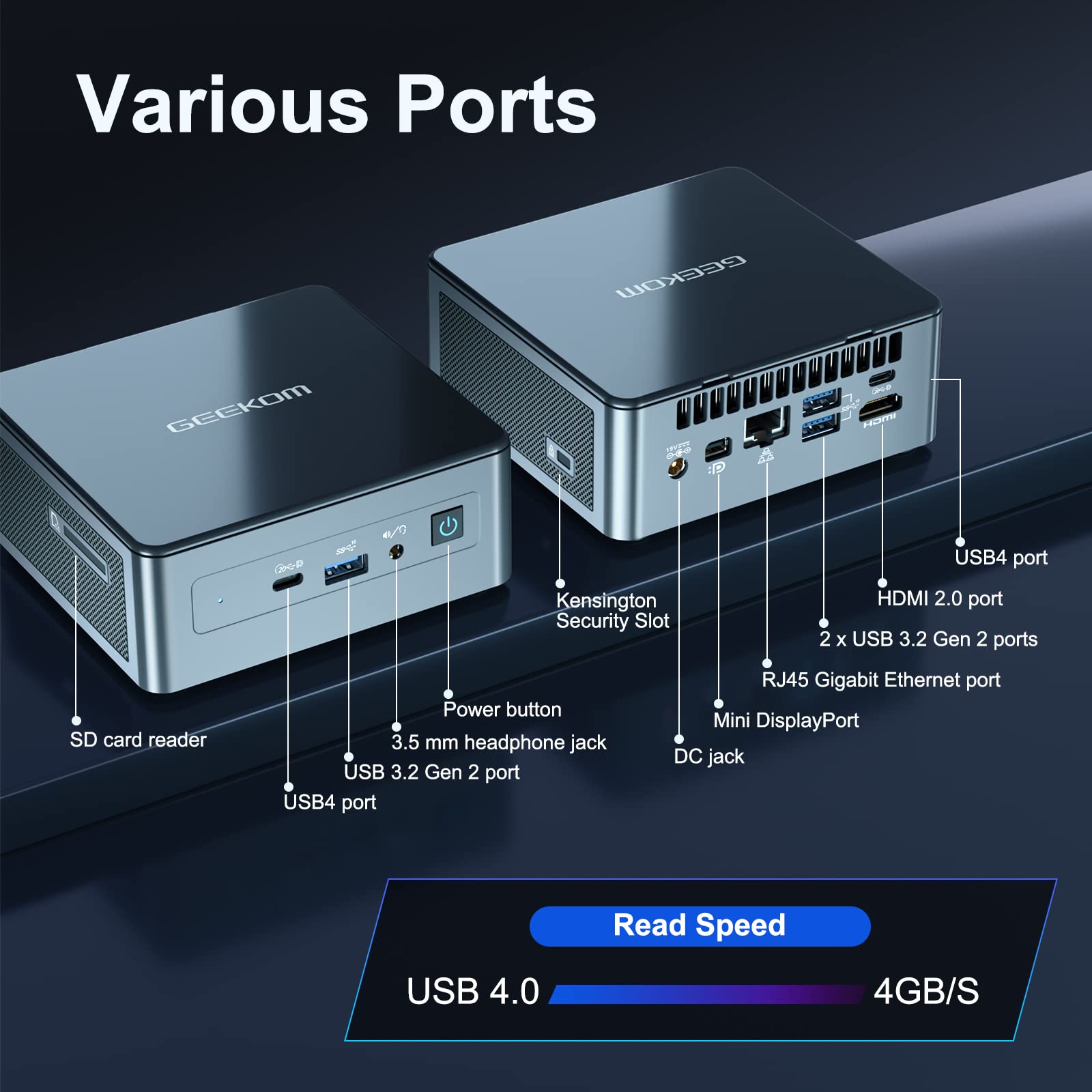 GEEKOM Mini PC Mini IT11, 11th Intel Core i7-11390H (4C/8T, up to 5.0GHz), 32GB DDR4 RAM 1TB M.2 SSD, Windows 11 Mini PC, Support 8K UHD/USB4.0/WiFi 6/BT5.2, Home&Office Mini Desktop Computers