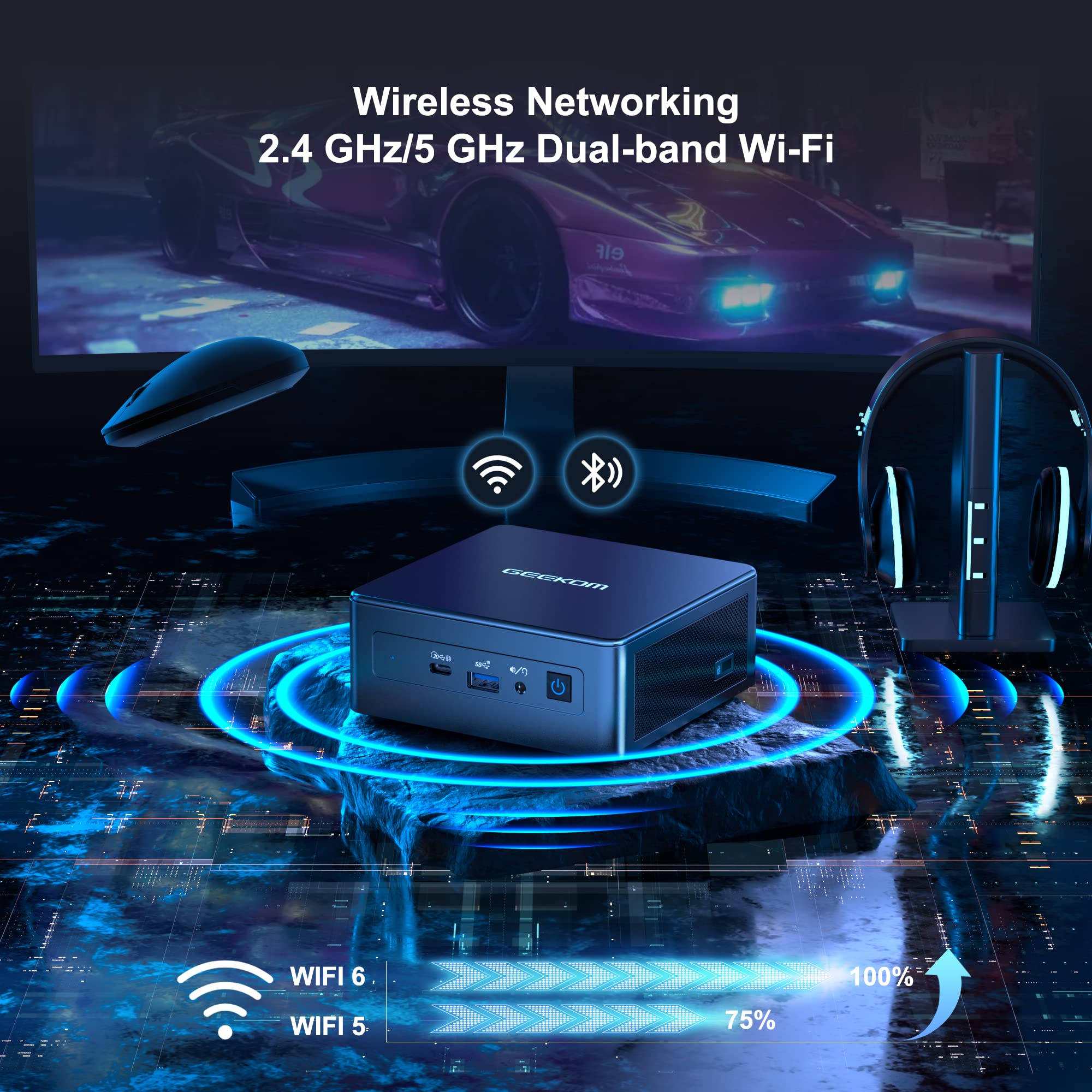 GEEKOM Mini PC Mini IT11, 11th Intel Core i7-11390H (4C/8T, up to 5.0GHz), 32GB DDR4 RAM 1TB M.2 SSD, Windows 11 Mini PC, Support 8K UHD/USB4.0/WiFi 6/BT5.2, Home&Office Mini Desktop Computers