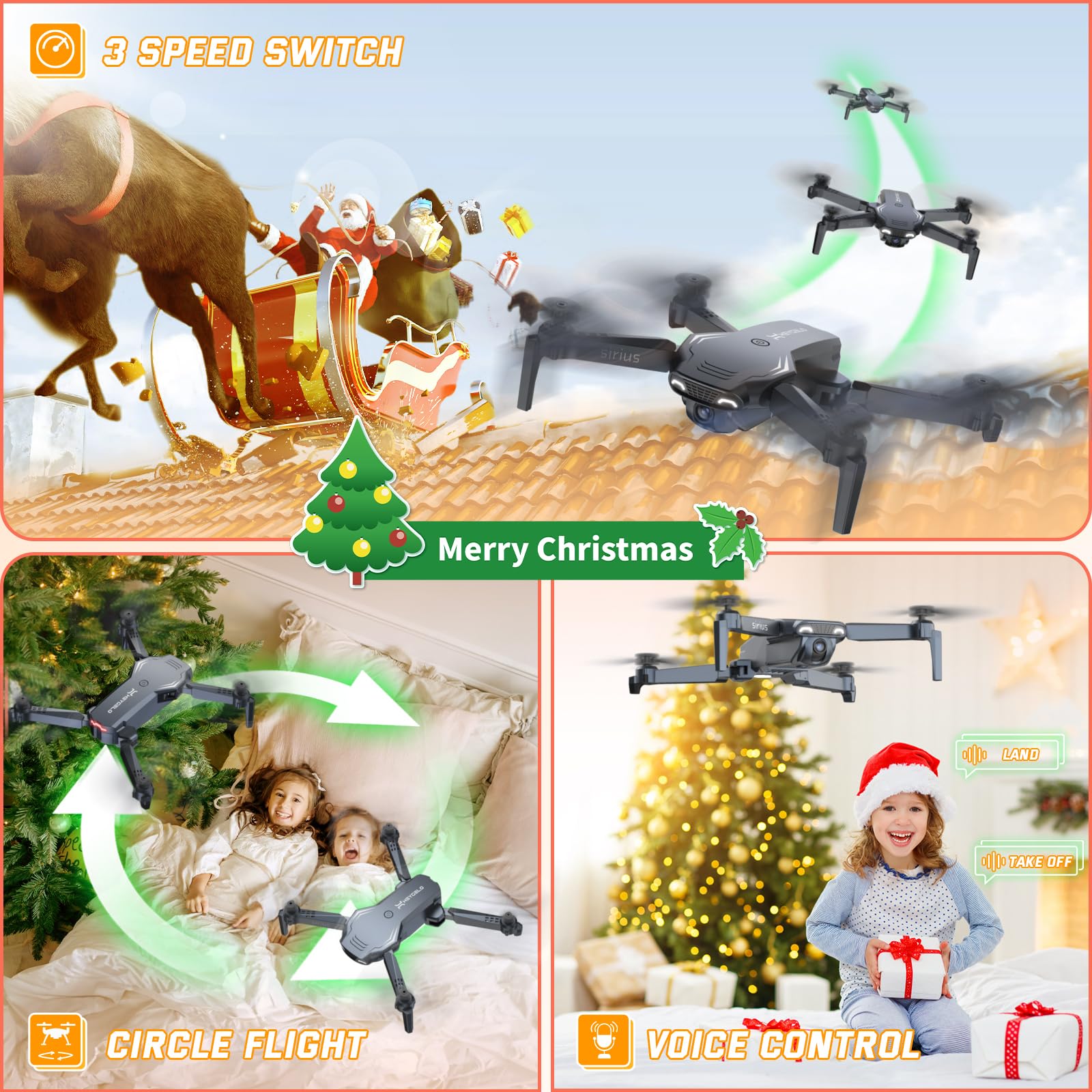 Heygelo S90 Drone with Camera for Adults, 1080P HD Mini FPV Drones for Kids Beginners, Foldable RC Quadcopter Toys Gifts with Altitude Hold, Voice/Gesture Control, 3 Speeds, 2 Batteries