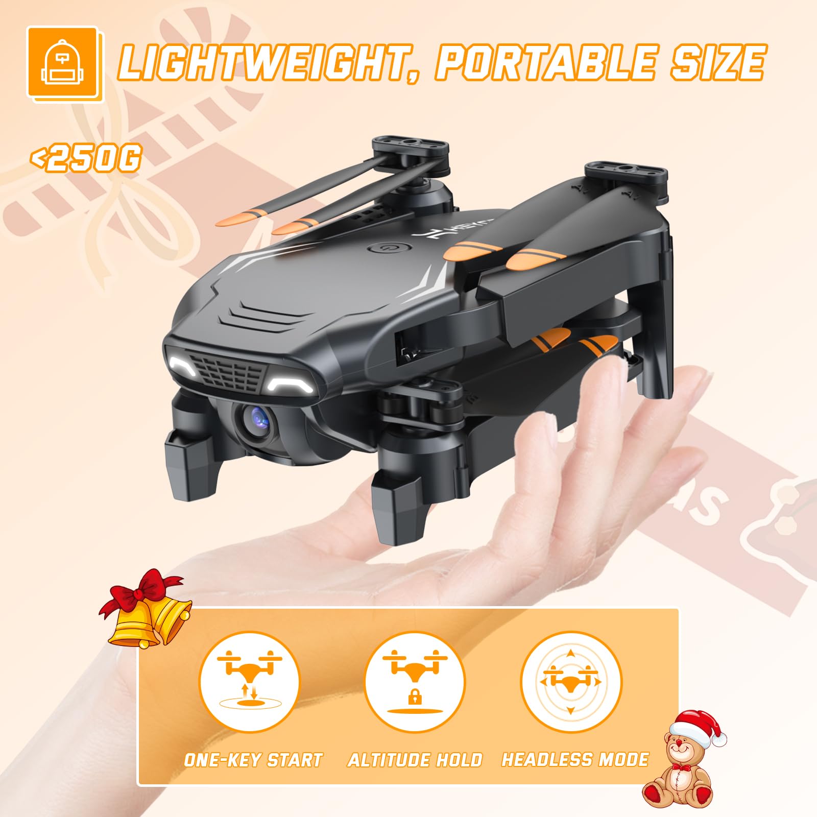 Heygelo S90 Drone with Camera for Adults, 1080P HD Mini FPV Drones for Kids Beginners, Foldable RC Quadcopter Toys Gifts with Altitude Hold, Voice/Gesture Control, 3 Speeds, 2 Batteries