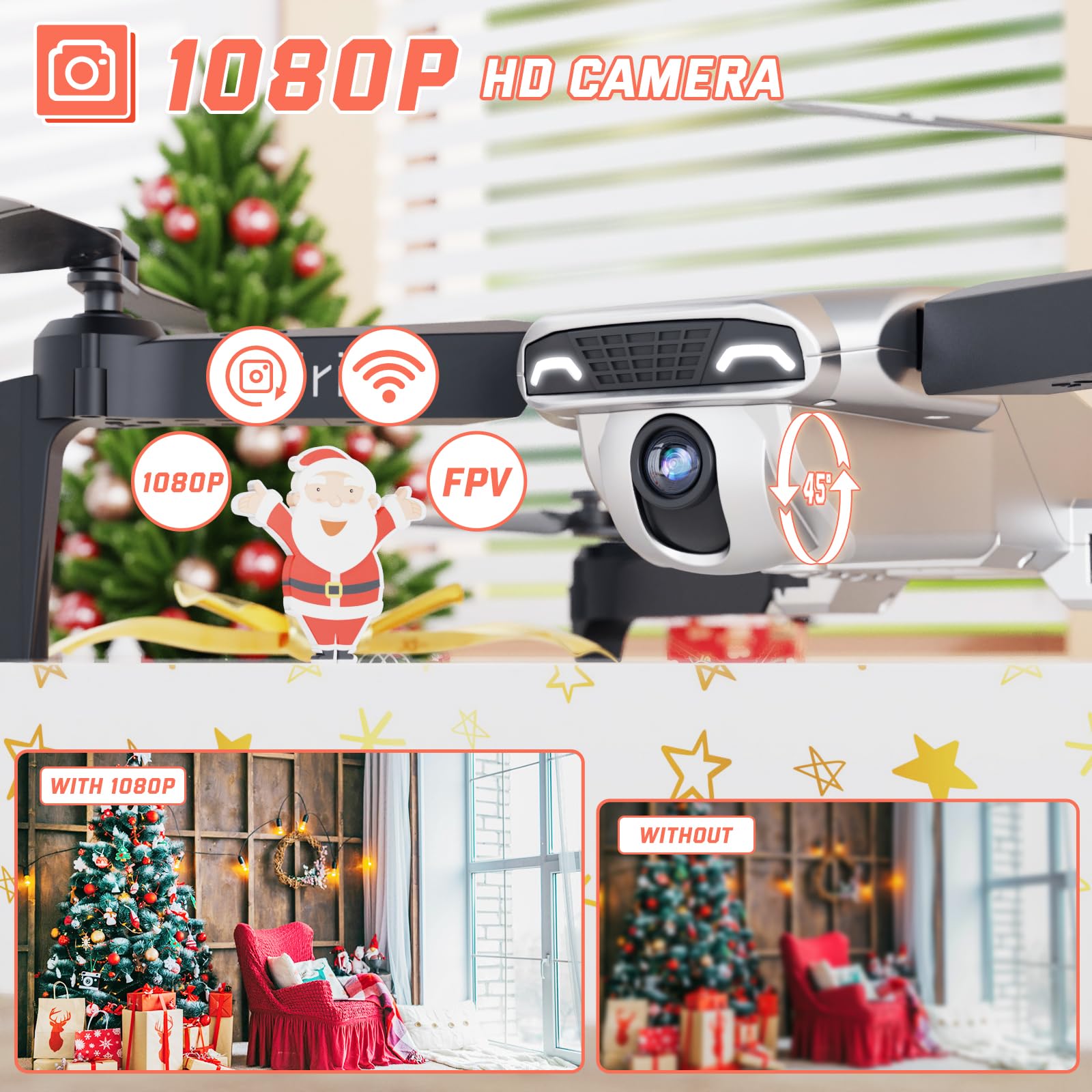 Heygelo S90 Drone with Camera for Adults, 1080P HD Mini FPV Drones for Kids Beginners, Foldable RC Quadcopter Toys Gifts with Altitude Hold, Voice/Gesture Control, 3 Speeds, 2 Batteries