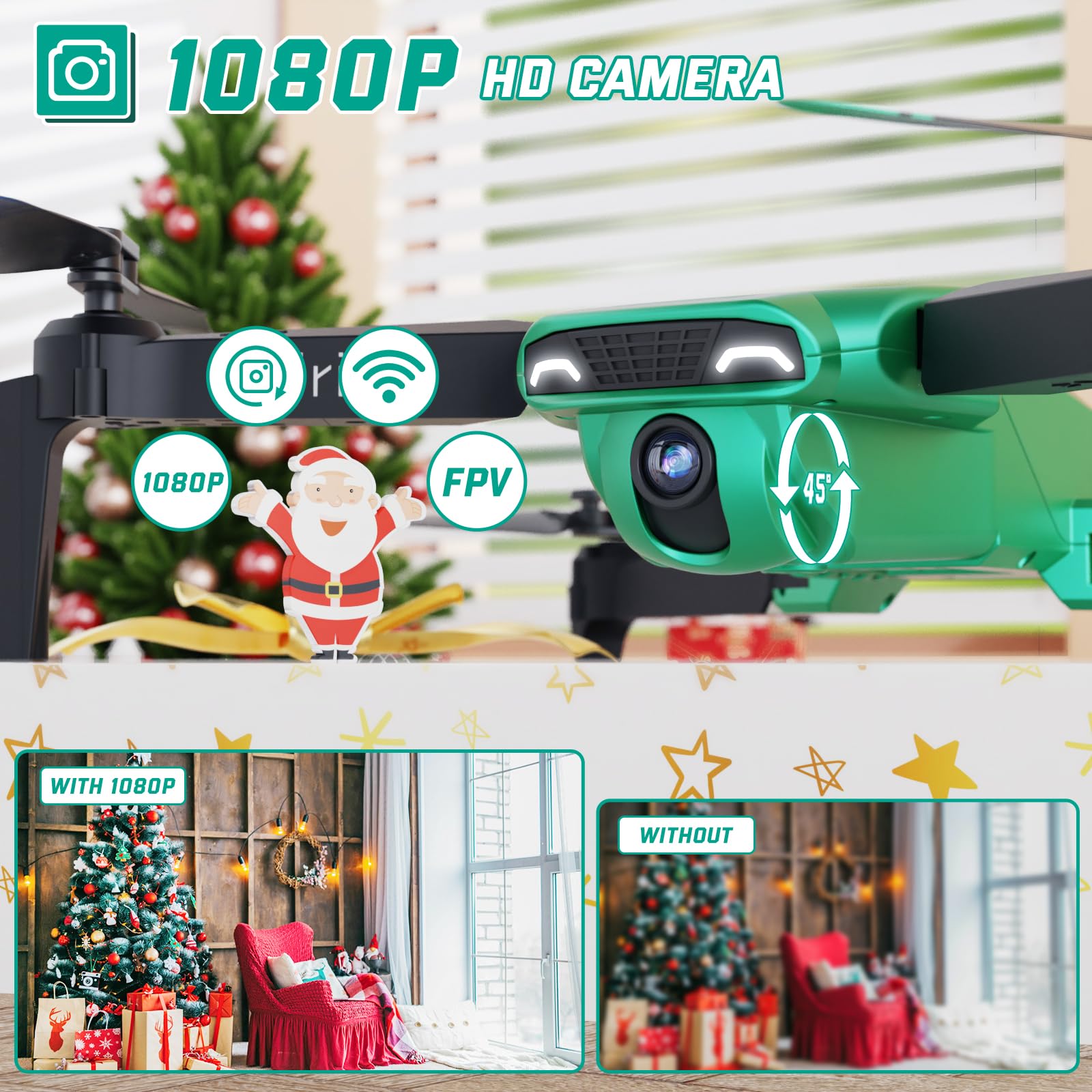 Heygelo S90 Drone with Camera for Adults, 1080P HD Mini FPV Drones for Kids Beginners, Foldable RC Quadcopter Toys Gifts with Altitude Hold, Voice/Gesture Control, 3 Speeds, 2 Batteries