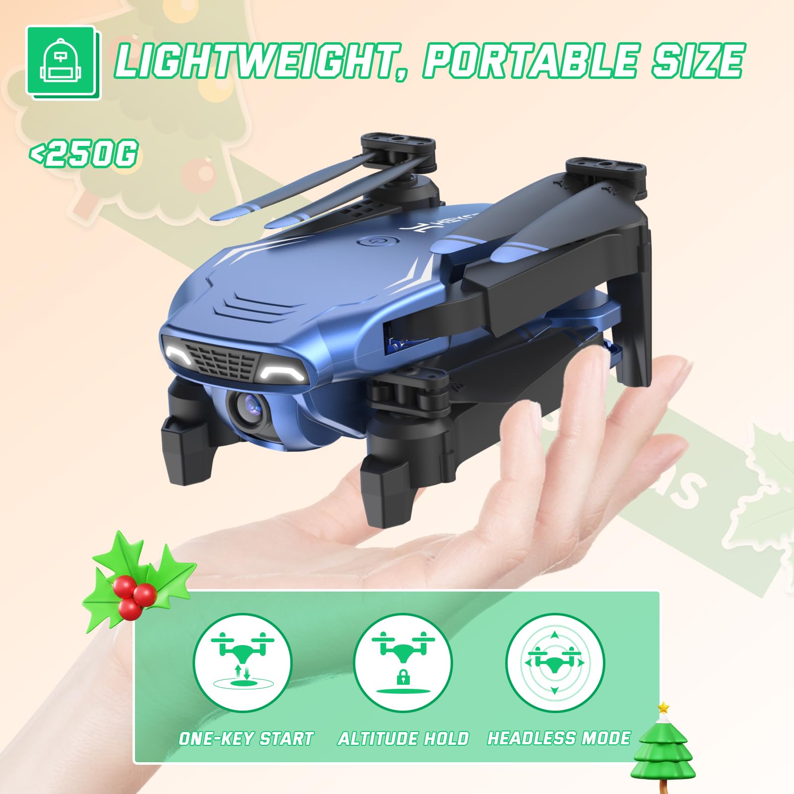 Heygelo S90 Drone with Camera for Adults, 1080P HD Mini FPV Drones for Kids Beginners, Foldable RC Quadcopter Toys Gifts with Altitude Hold, Voice/Gesture Control, 3 Speeds, 2 Batteries