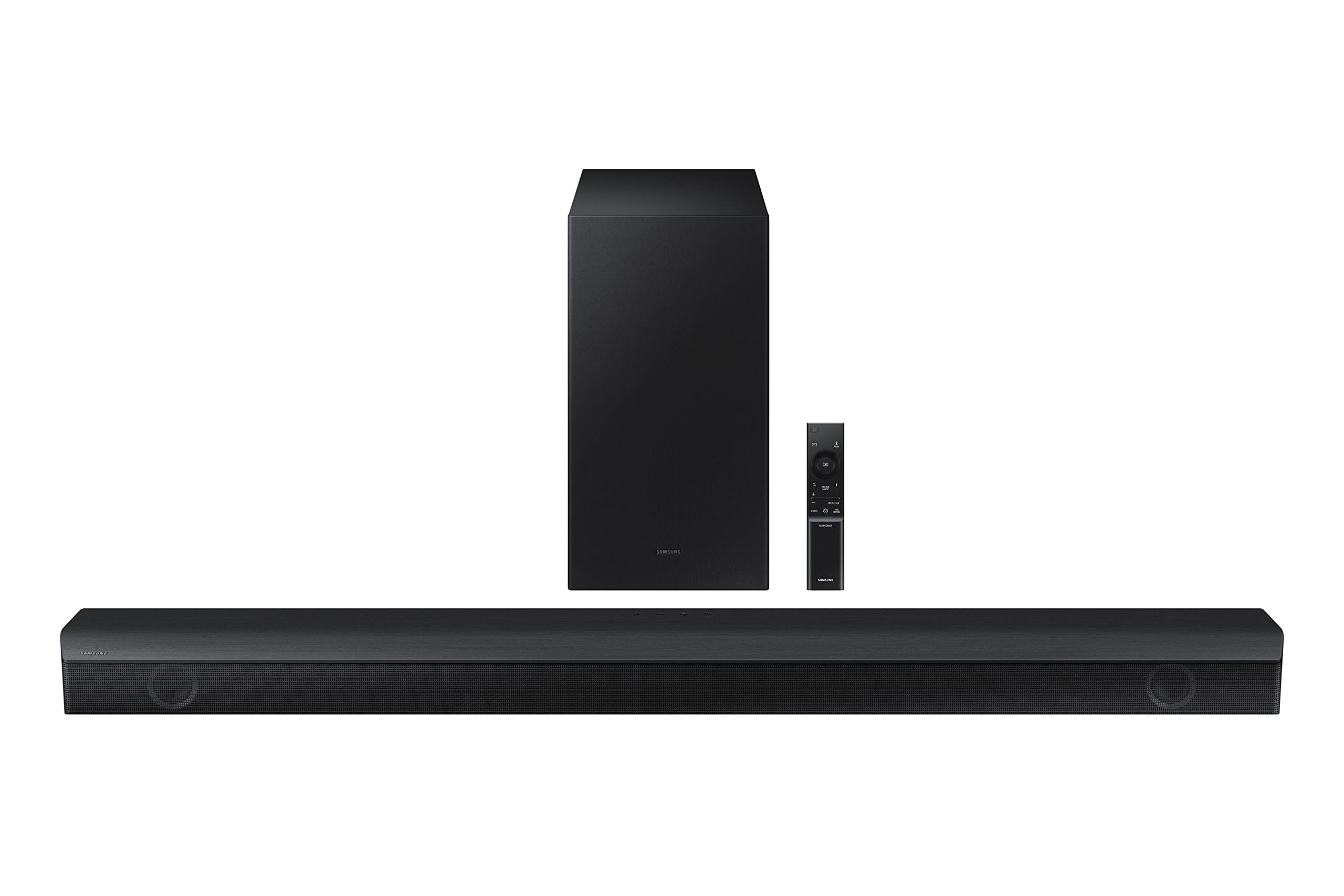 Samsung HW-B550/ZA 2.1ch Soundbar with Dolby Audio, DTS Virtual:X, Subwoofer Included, Adaptive Sound Lite, Bluetooth Multi-Device Connection, Wireless Surround Compatible, 2022, Black