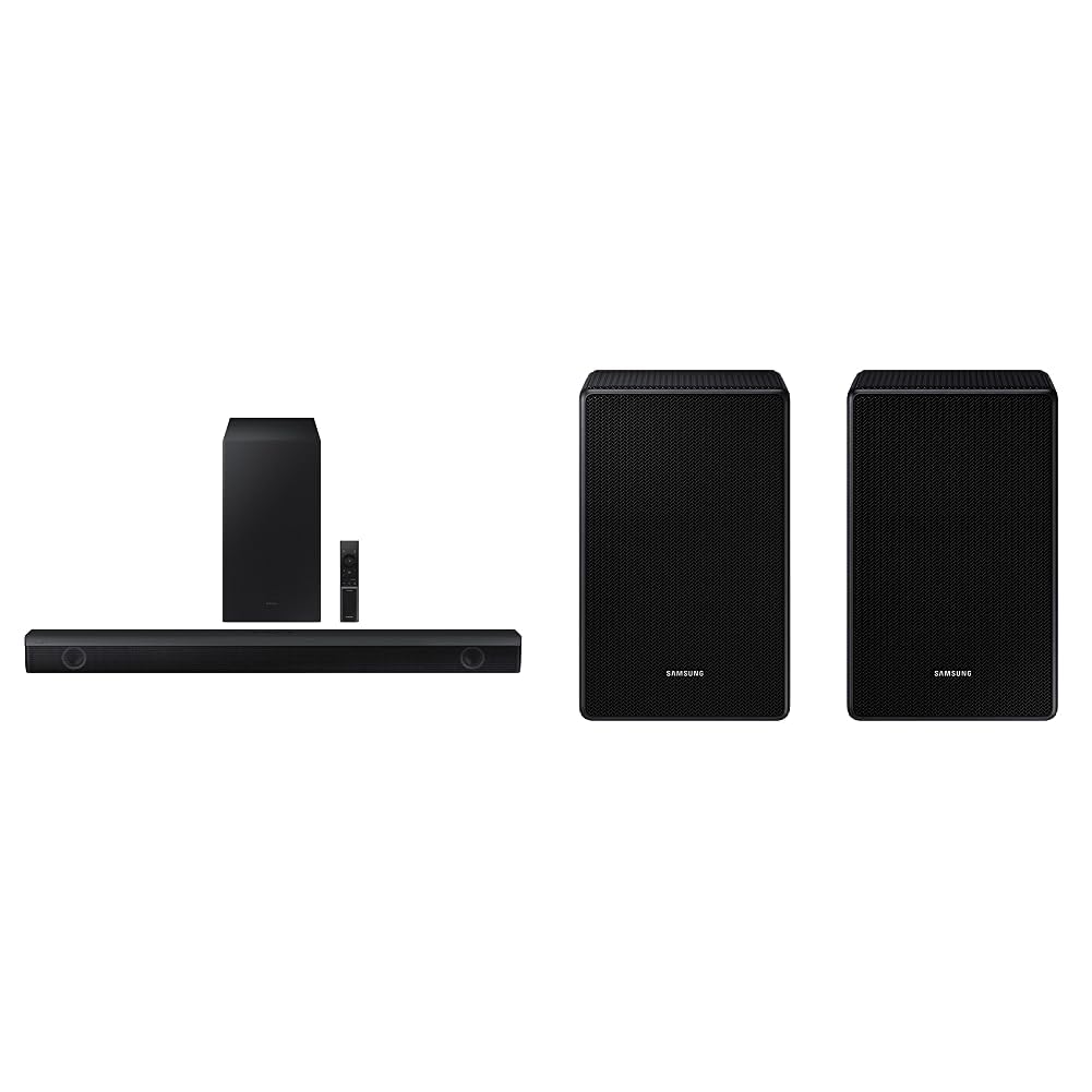 Samsung HW-B550/ZA 2.1ch Soundbar with Dolby Audio, DTS Virtual:X, Subwoofer Included, Adaptive Sound Lite, Bluetooth Multi-Device Connection, Wireless Surround Compatible, 2022, Black