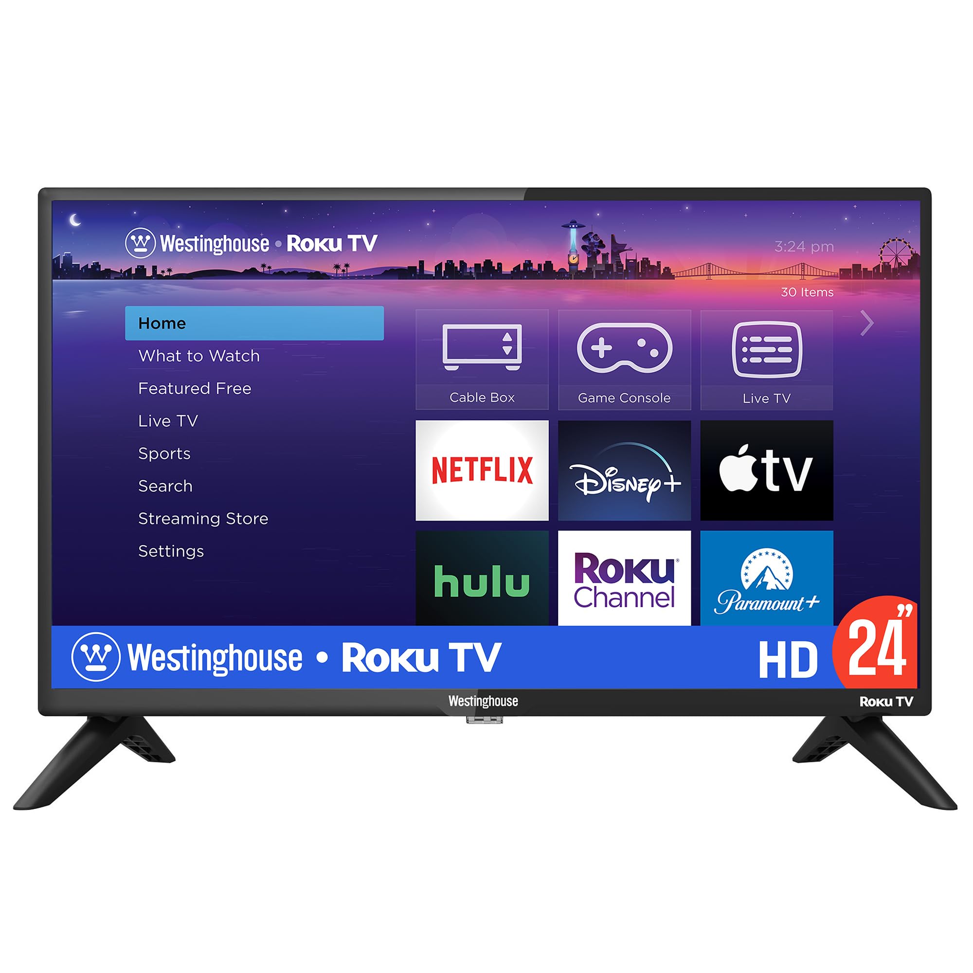 Westinghouse Roku TV – 24 Inch Smart TV, 720P LED HD TV with Wi-Fi Connectivity and Mobile App, Flat Screen TV Compatible with Apple Home Kit, Alexa and Google Assistant