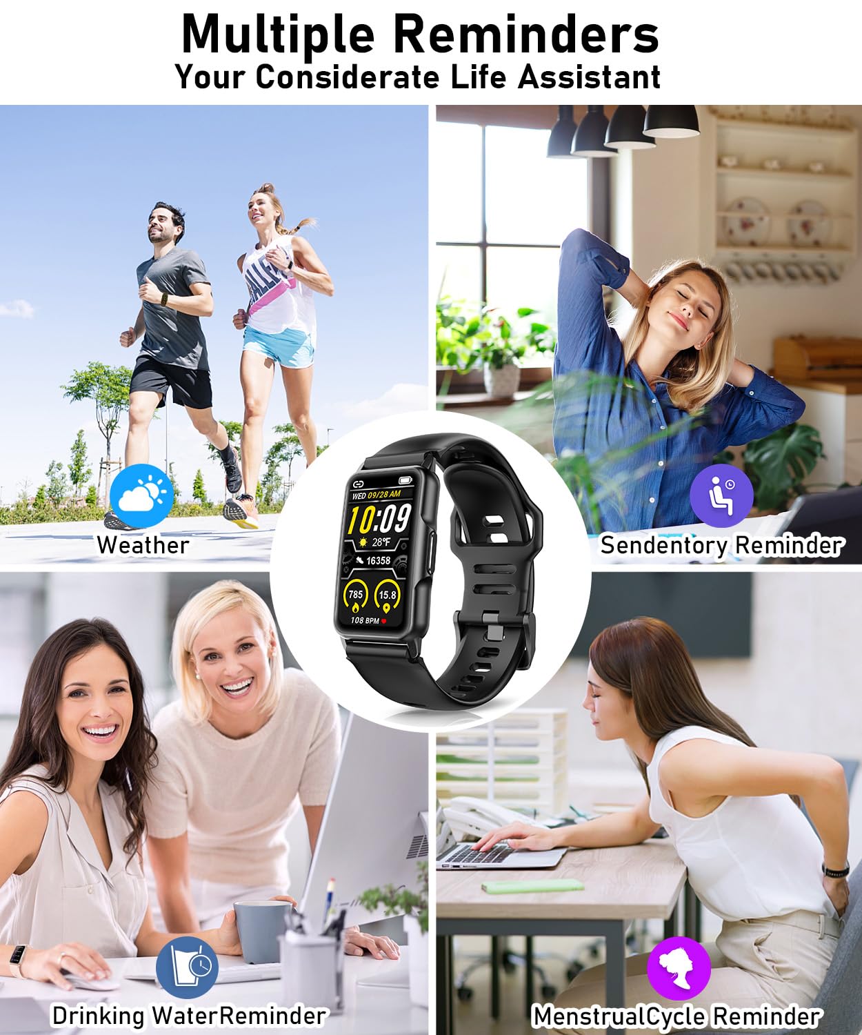 Smart Watch Fitness Tracker with Heart Rate Blood Oxygen Blood Pressure Monitor Sleep Tracker 120+ Sports Modes Activity Trackers Step Calorie Counter IP68 Waterproof for Andriod iPhone Women Men