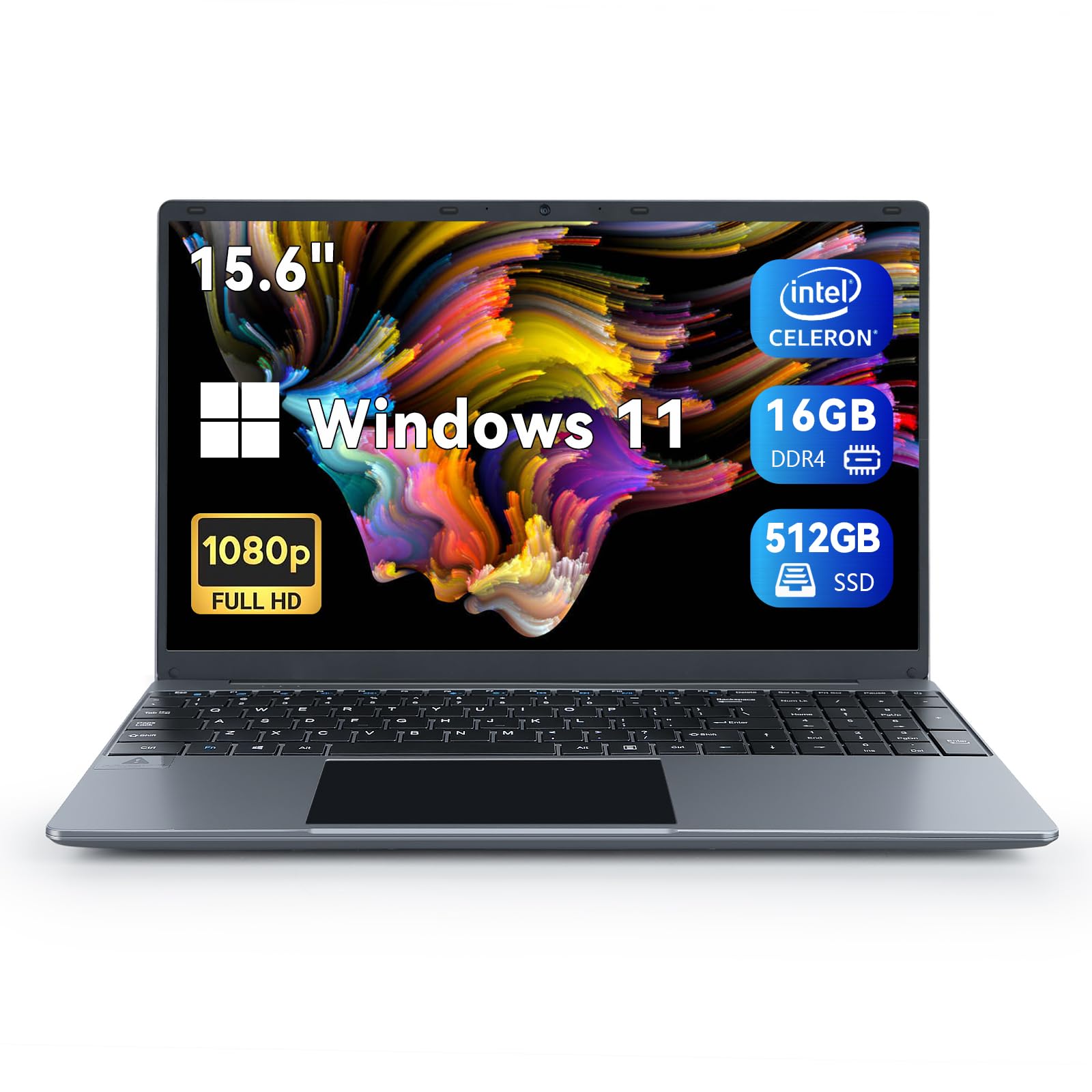 URAO Laptop, 15.6 Inch Windows 11 Intel Celeron N5095 Quad-Core Processor up to 2.9Ghz, 8GB DDR4 256GB SSD Laptop Computer,2.4/5G WiFi, Bluetooth 4.2,Mini HDMI,2xUSB 3.0,Type-C,Numeric Keypad