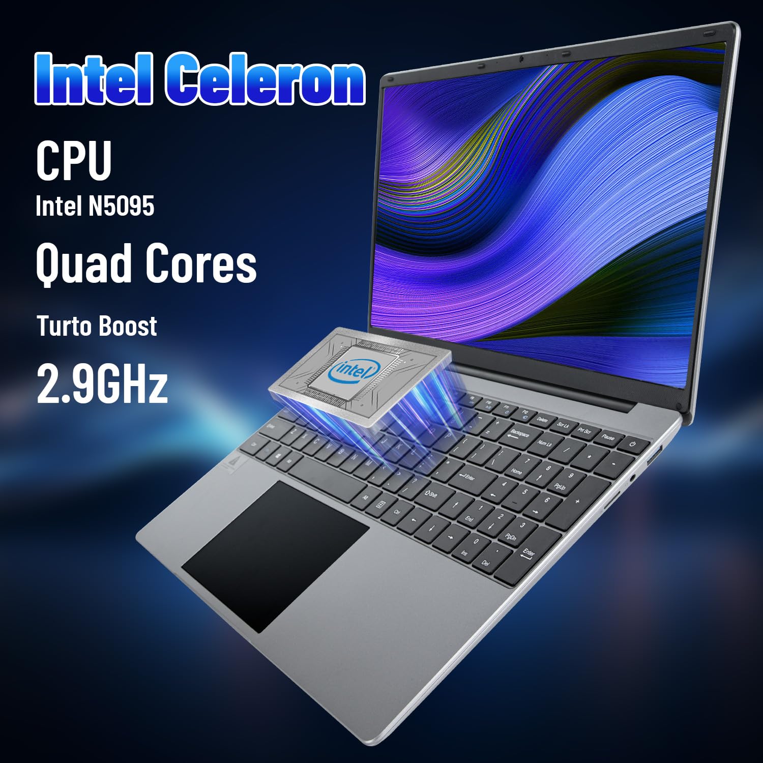 URAO Laptop, 15.6 Inch Windows 11 Intel Celeron N5095 Quad-Core Processor up to 2.9Ghz, 8GB DDR4 256GB SSD Laptop Computer,2.4/5G WiFi, Bluetooth 4.2,Mini HDMI,2xUSB 3.0,Type-C,Numeric Keypad