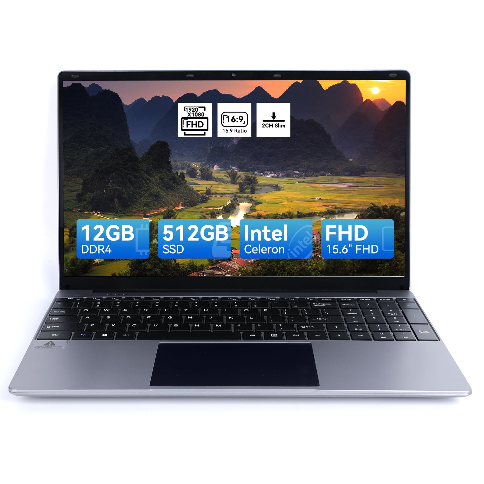 URAO Laptop, 15.6 Inch Windows 11 Intel Celeron N5095 Quad-Core Processor up to 2.9Ghz, 8GB DDR4 256GB SSD Laptop Computer,2.4/5G WiFi, Bluetooth 4.2,Mini HDMI,2xUSB 3.0,Type-C,Numeric Keypad