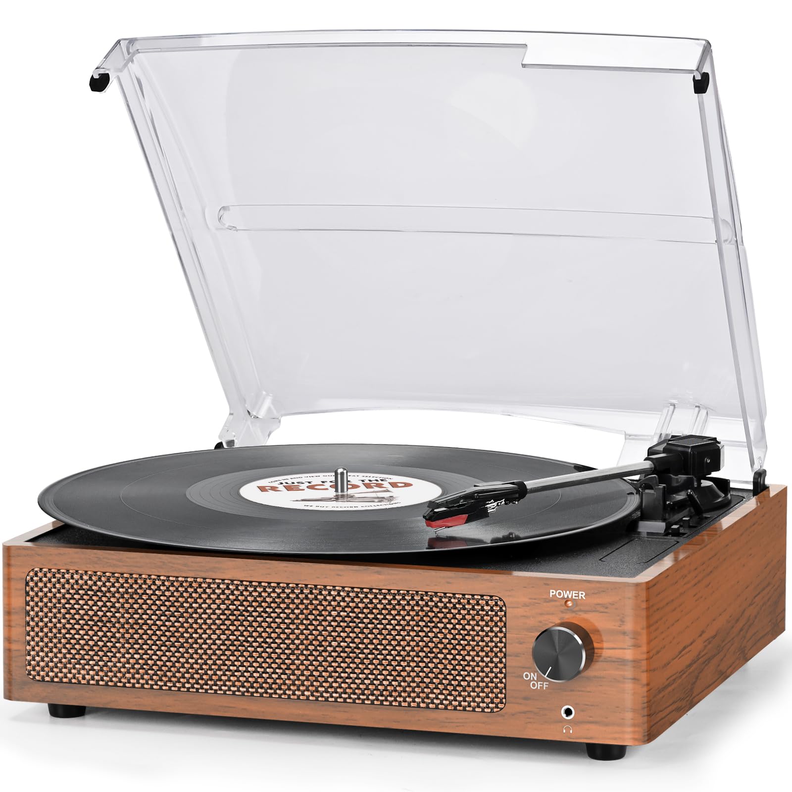 Vinyl Record Player with Speakers Vintage Turntable for Vinyl Records Belt-Driven Turntable Support 3-Speed Bluetooth Playback Headphone AUX RCA Line LP Vinyl Players for Sound Enjoyment Retro Brown