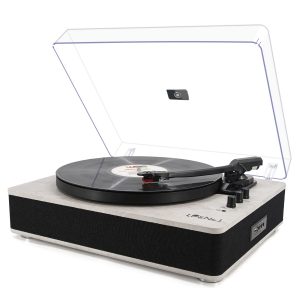 Record Player Vinyl Turntables with Built-in Speakers and USB Play&Recording Belt-Driven Vintage Phonograph Record Player 3 Speed for Entertainment and Home Decoration(Black Wood)