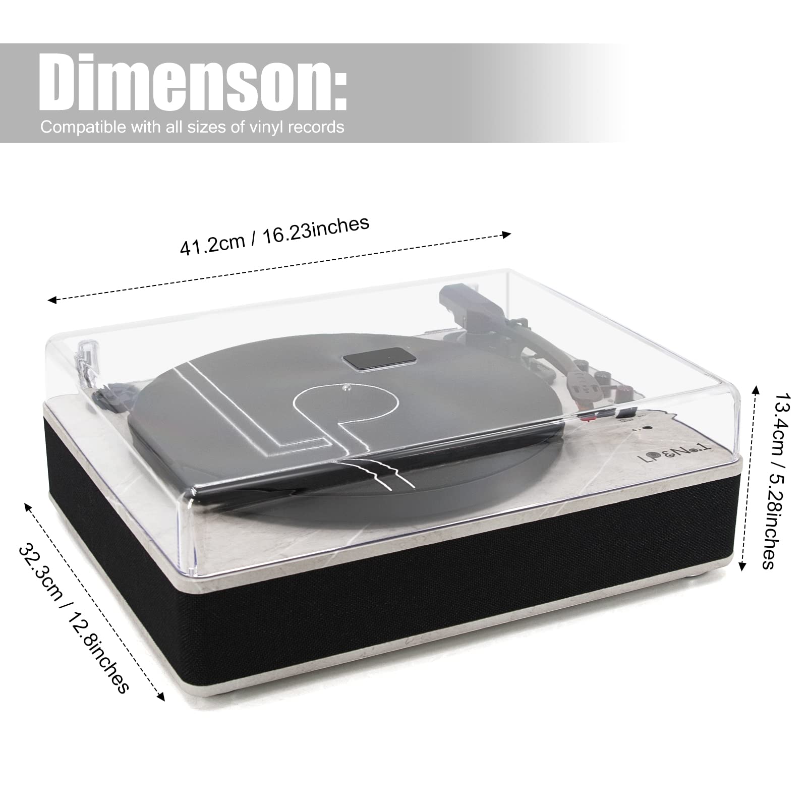 Record Player Vinyl Turntables with Built-in Speakers and USB Play&Recording Belt-Driven Vintage Phonograph Record Player 3 Speed for Entertainment and Home Decoration(Black Wood)