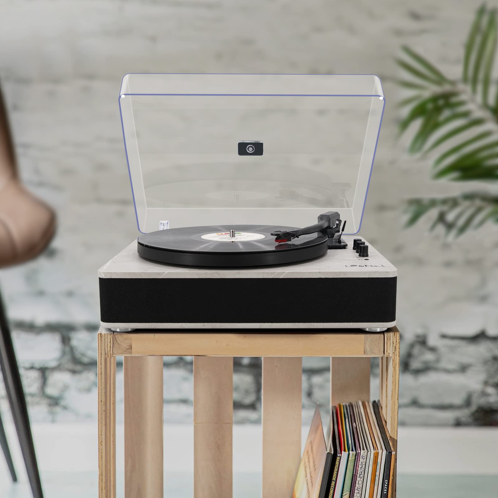 Record Player Vinyl Turntables with Built-in Speakers and USB Play&Recording Belt-Driven Vintage Phonograph Record Player 3 Speed for Entertainment and Home Decoration(Black Wood)