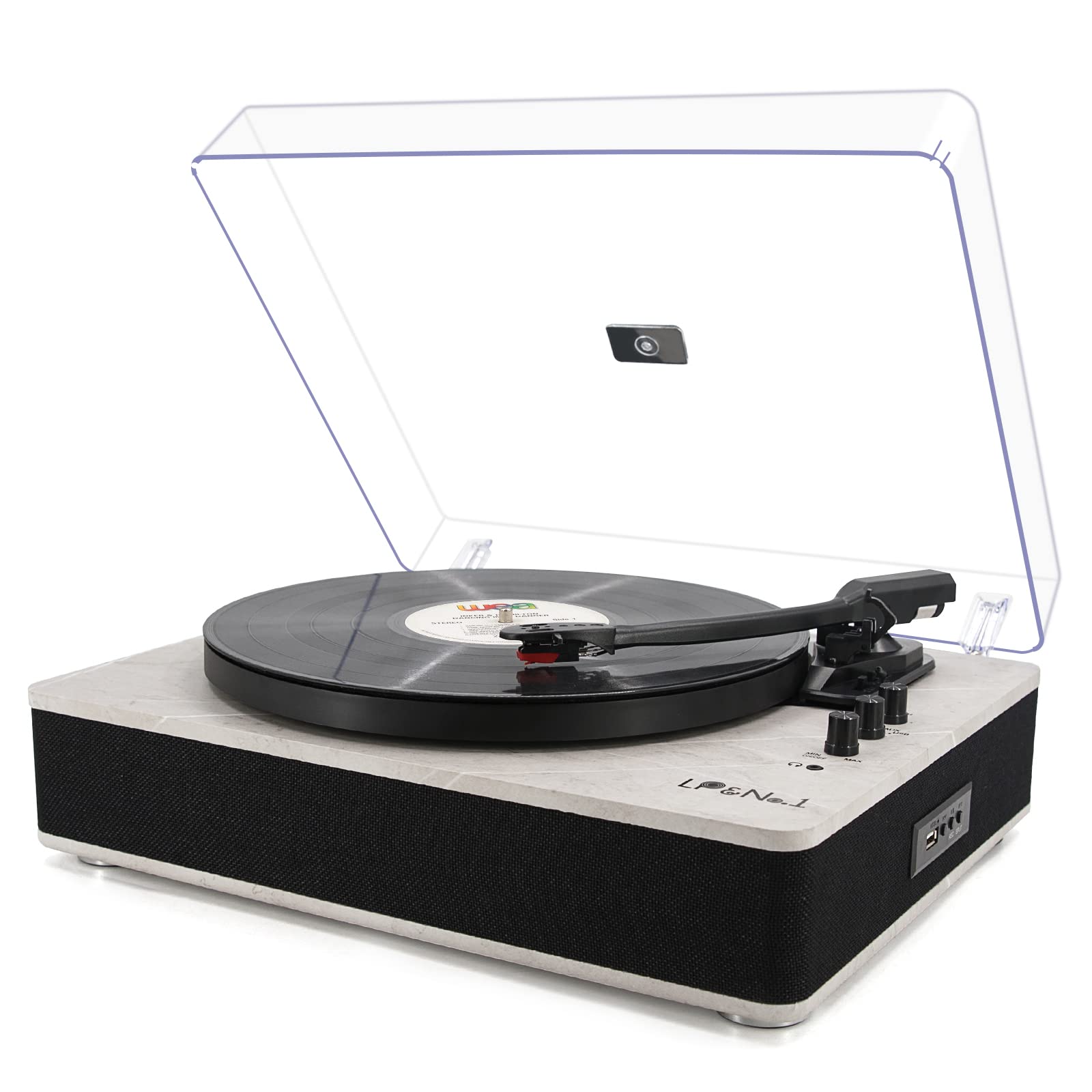Record Player Vinyl Turntables with Built-in Speakers and USB Play&Recording Belt-Driven Vintage Phonograph Record Player 3 Speed for Entertainment and Home Decoration(Black Wood)