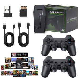 20000+ Games,2025 Newest Home Game Console Wireless Double Handle PSP Arcade Double TV Game Console Plug and Play Video Game Stick, HDMI Output TV, Gift for Kids and Adults (64G)