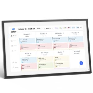 LOOFII 21.5 Inch Smart Digital Calendar Planner & Chore Chart, FUll HD Interactive Touchscreen Display for Family Scheduling, Wall Mountable – Streamline Household Organization (Black White)