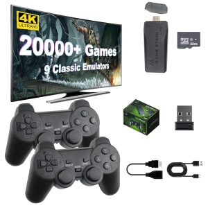 Retro Game Console – Retro Play Game Stick,Plug and Play Video Game Stick, 9 Classic Emulators,4K HDMI Output,Plug and Play Video Game Stick Built in 20000+ Games with Controllers(64G)