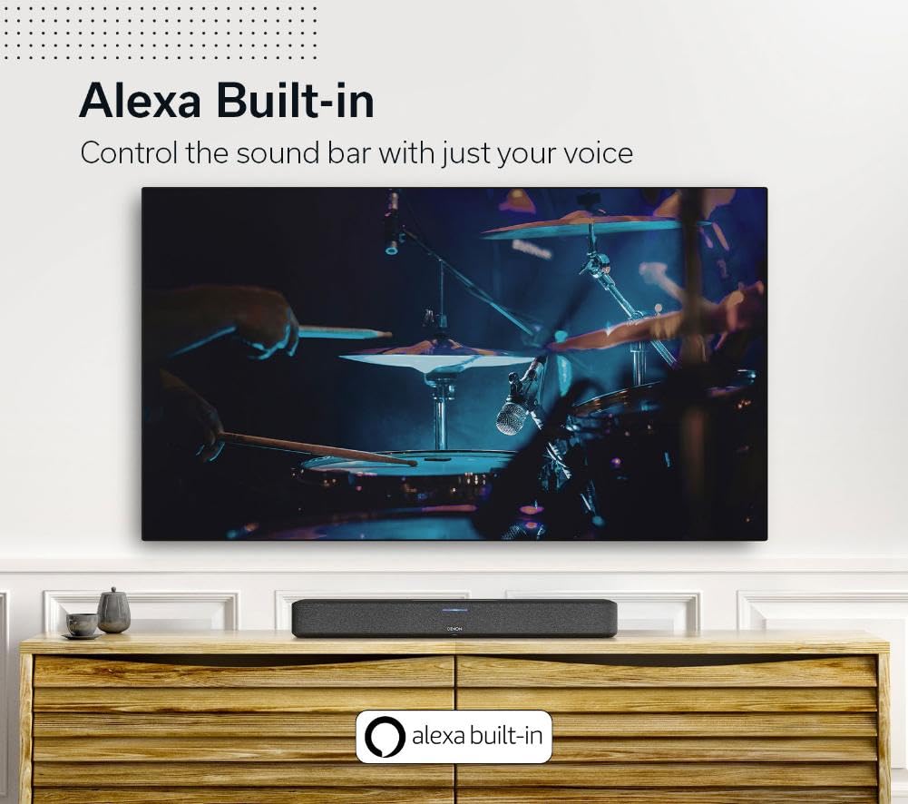 Denon Home 550 Wireless Smart Soundbar for TV with Dolby Atmos 3D Audio, Wi-Fi & Bluetooth, Built-in HEOS, Alexa, Siri & AirPlay 2, Spotify Connect, Pair Home Speakers & Subwoofer, Black