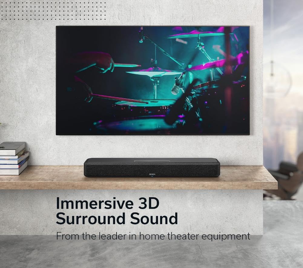Denon Home 550 Wireless Smart Soundbar for TV with Dolby Atmos 3D Audio, Wi-Fi & Bluetooth, Built-in HEOS, Alexa, Siri & AirPlay 2, Spotify Connect, Pair Home Speakers & Subwoofer, Black