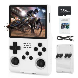 FHYRGF[30000 in 1 R40S PRO Handheld Game Console 3.5 inch IPS Screen Mini Retro Console 3800mAh Portable Pocket Arcade 45+ Mainstream Emulator 256G TF Card Transparent.(Green)