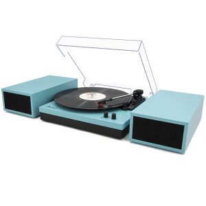 LP&No.1 Modern Turntable Record Player Bundle with Dual Powered Bookshelf Speaker Pair, Built-in, Phono Preamp, Belt Drive, 3-Speed, Wireless Input, Wireless Music Streaming (MWL White Color)
