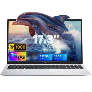 MALLRACE 2025 Laptop,17.3-Inch FHD Display Laptop with Quad Core-12th Alder Lake N97(Up to 3.6GHz), 16GB RAM 512GB ROM Traditional Laptop Computer, 6000Mah Battery,Silver