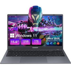 VIGSENUP Laptop, 12GB LPDDR5 RAM, 1TB SSD, 15.6 Inch Laptop Computer, Win 11 Pro, N95 Quad Core Processor, Up to 3.4GHz, Preinstall Office Pro Plus 2024, WiFi 5, BT 5.0, USB-C, Webcam, Fingerprint