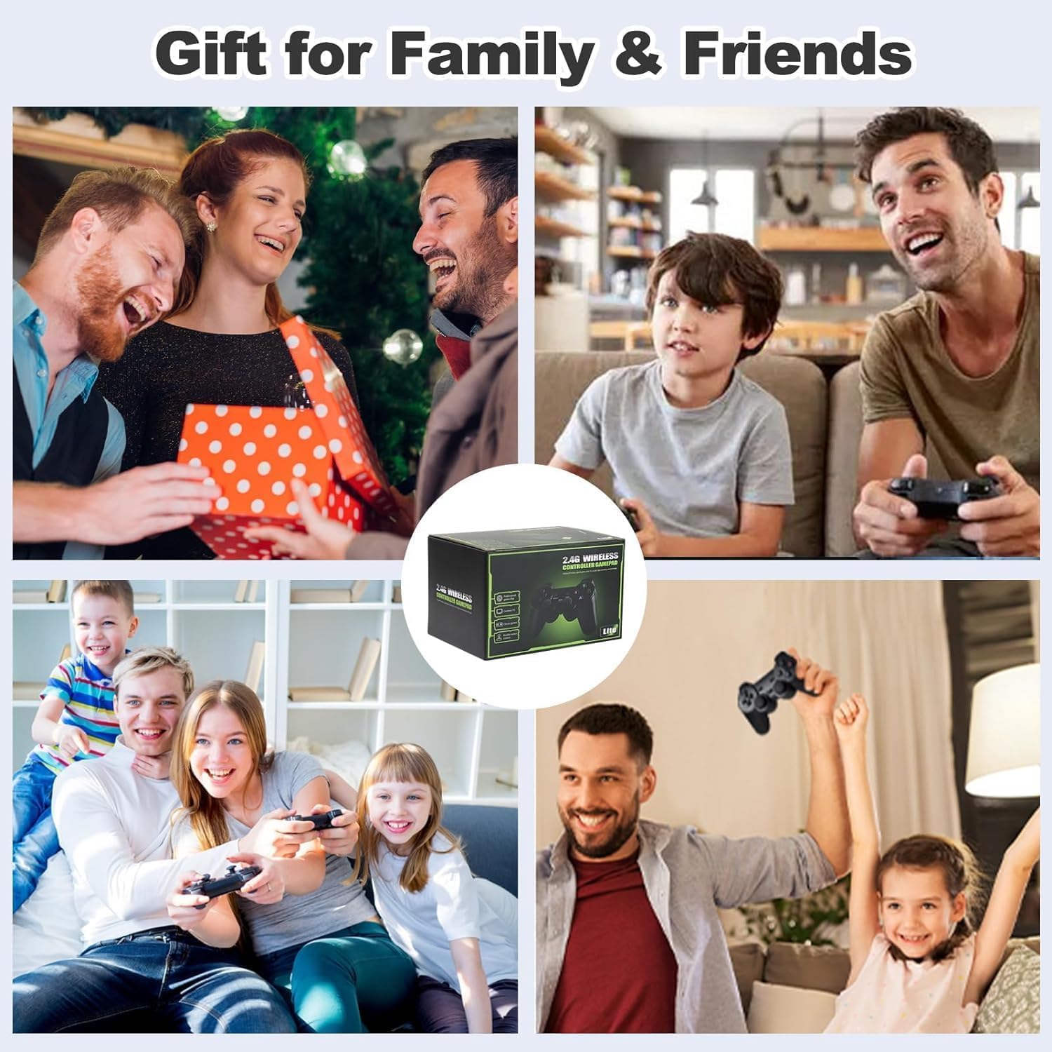 Wireless Retro Game Console Stick, Nostalgia Stick Game, 25,000+ Games & 9 Emulators Built in, 4K HDMI Output, 2.4G Wireless Controllers (64G)