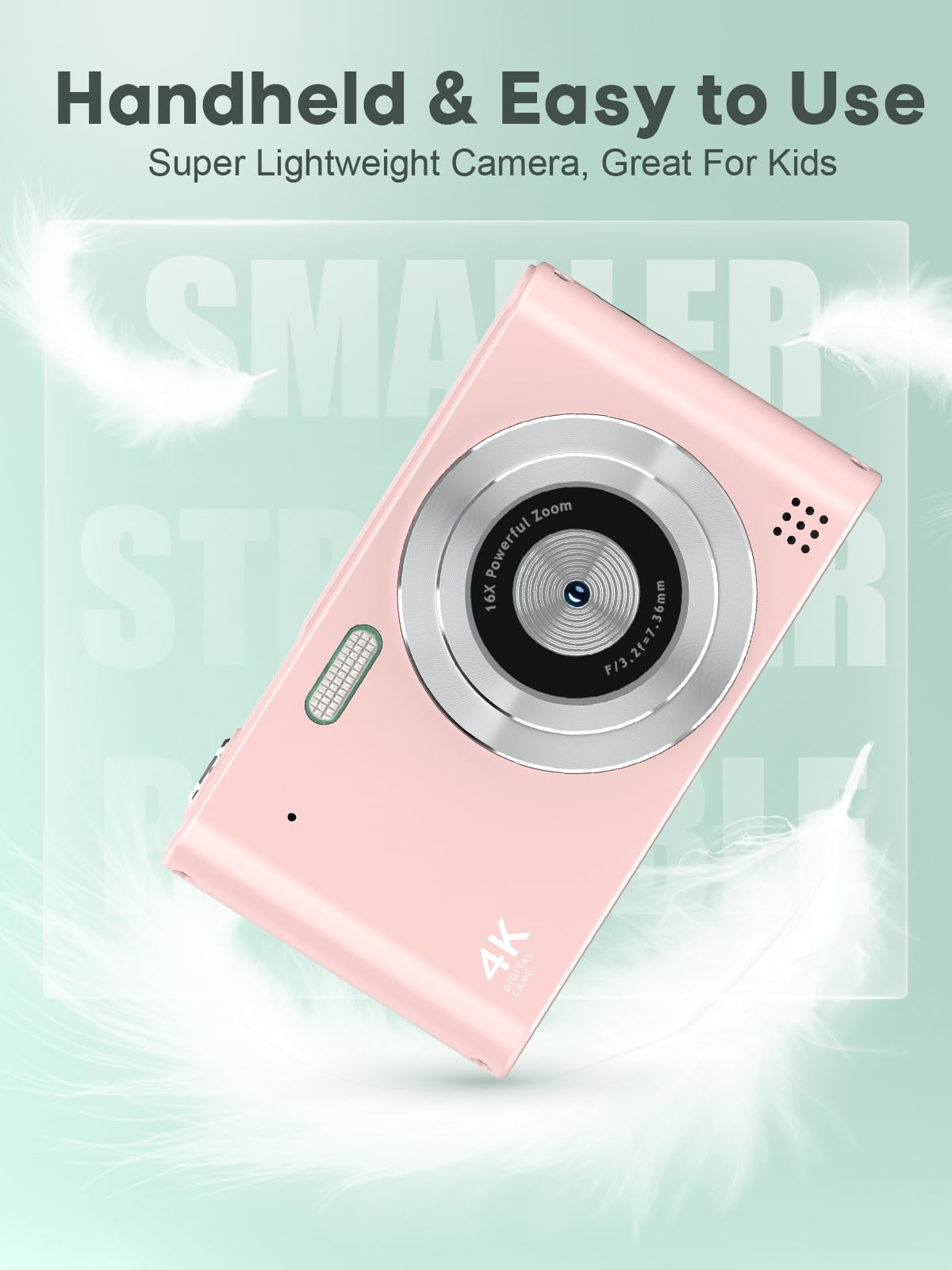 2025 Digital Camera, Kids Camera1080P, Vlog Camera with 64GB Card,16X Zoom Anti Shake, Card Reader, 44MP Compact Portable Small Point Shoot Camera Green Gift for Kid Student Children Teen Girl Boy