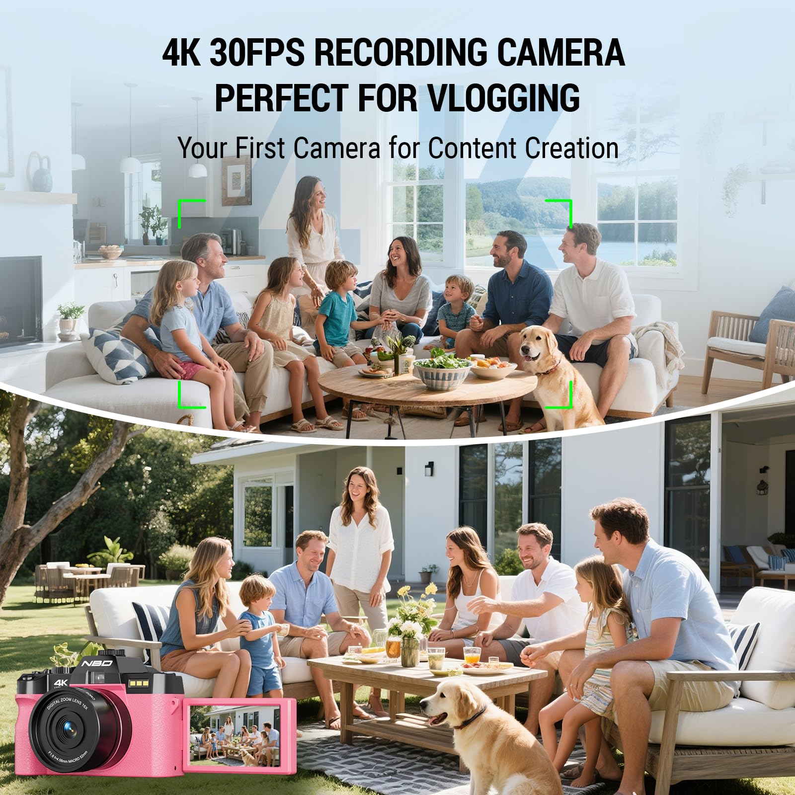 4K 48MP Digital Camera with Autofocus & Anti-Shake - Vlogging Camera for YouTube with 3