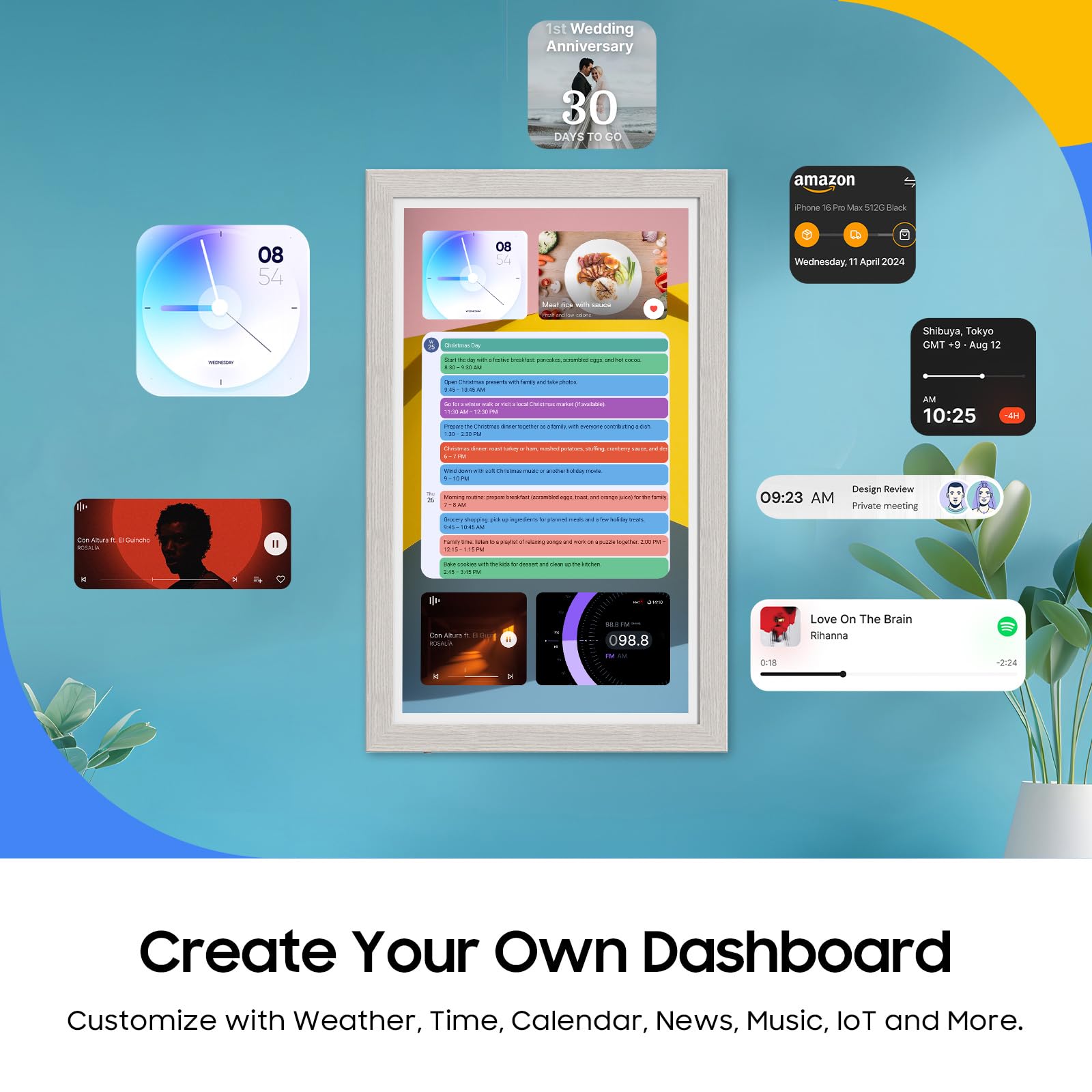 ApoloSign Digital Calendar: 21.5 Inch Electronic Calendar, Smart Touchscreen Interactive Display for Chore Chart, Family Schedules Planner, Supports All Apps via Google Play, Wall Mount-Spruce Gray