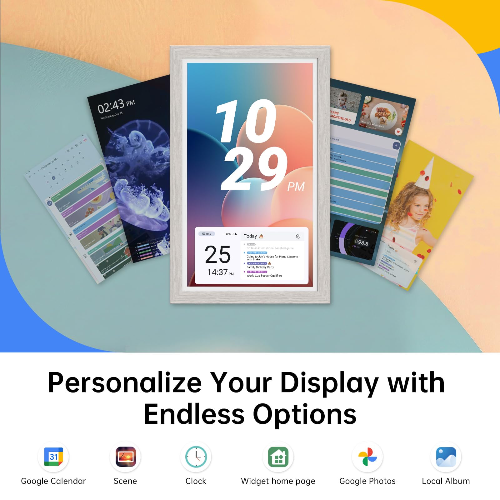 ApoloSign Digital Calendar: 21.5 Inch Electronic Calendar, Smart Touchscreen Interactive Display for Chore Chart, Family Schedules Planner, Supports All Apps via Google Play, Wall Mount-Spruce Gray