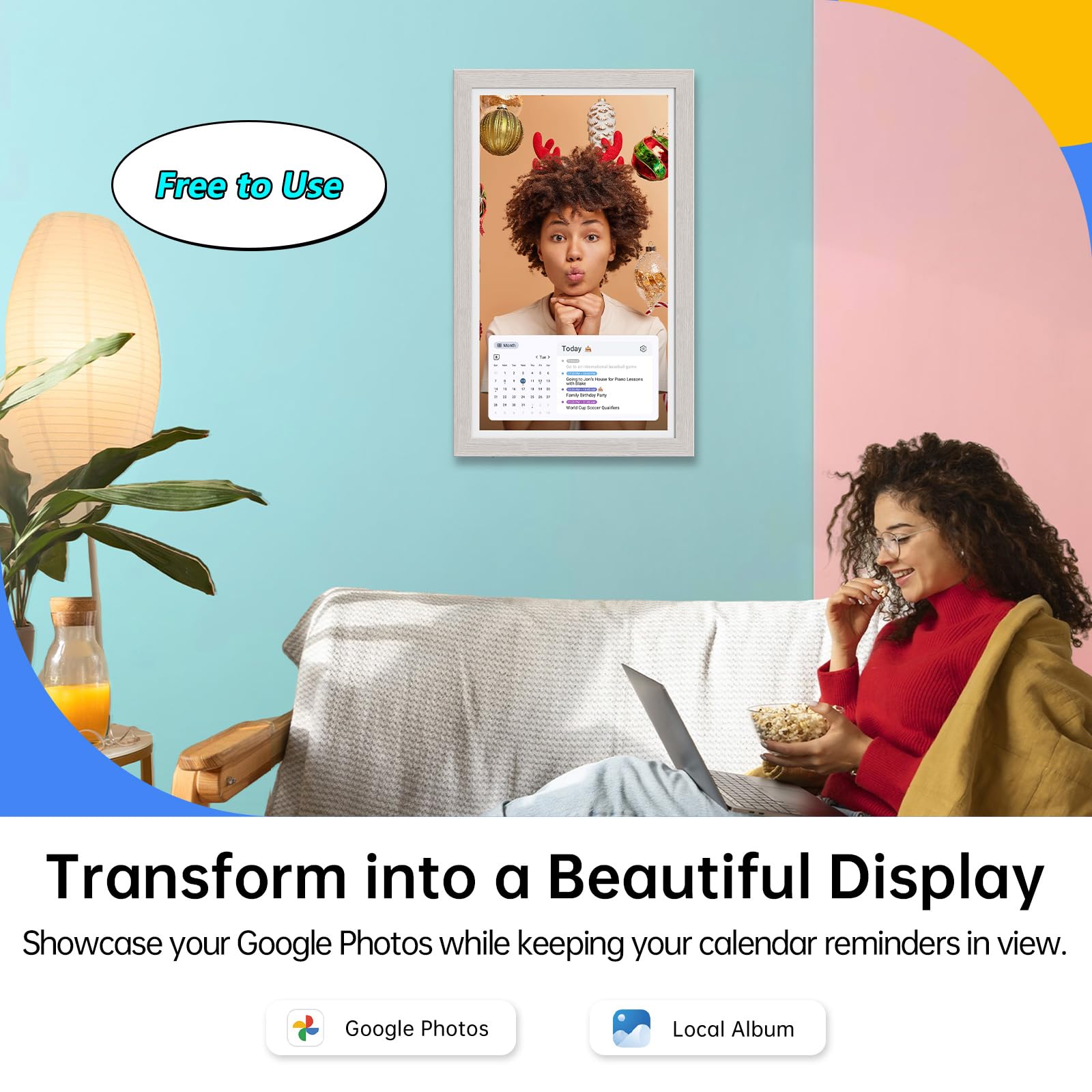 ApoloSign Digital Calendar: 21.5 Inch Electronic Calendar, Smart Touchscreen Interactive Display for Chore Chart, Family Schedules Planner, Supports All Apps via Google Play, Wall Mount-Spruce Gray
