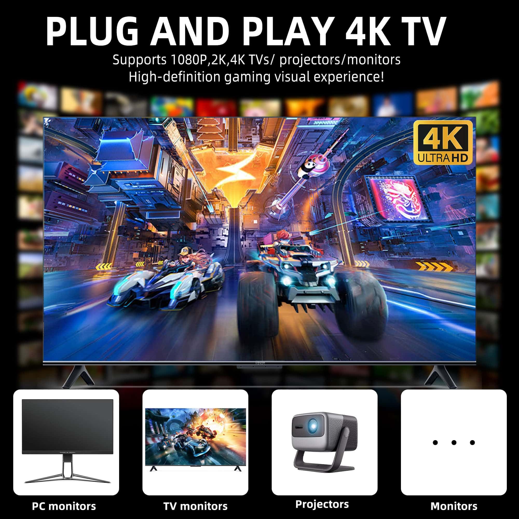 BADGOAL 2025 New Retro Game Console, Nostalgia Gaming Stick, Classic Video Games with 4K HDMI, 20,000+ Games and 23 Emulators, Upgraded Dual 2.4G Wireless Controllers 64GB
