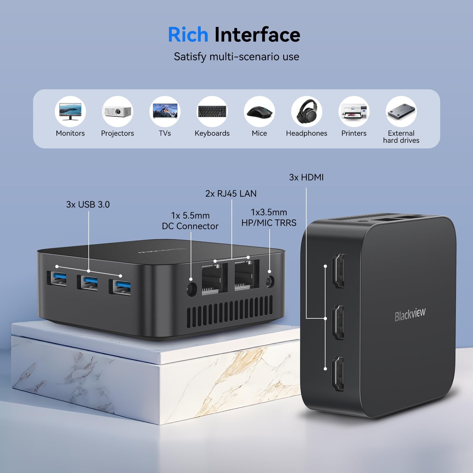 Blackview MP80 Mini PC Intel N95, Micro Desktop Computer Windows 11 Pro, 16GB DDR5 RAM 512GB M.2 SSD, Energy-Efficient, 4K Triple Display/Dual Gigabit LAN/WiFi/BT for Office/Work/Business/Home