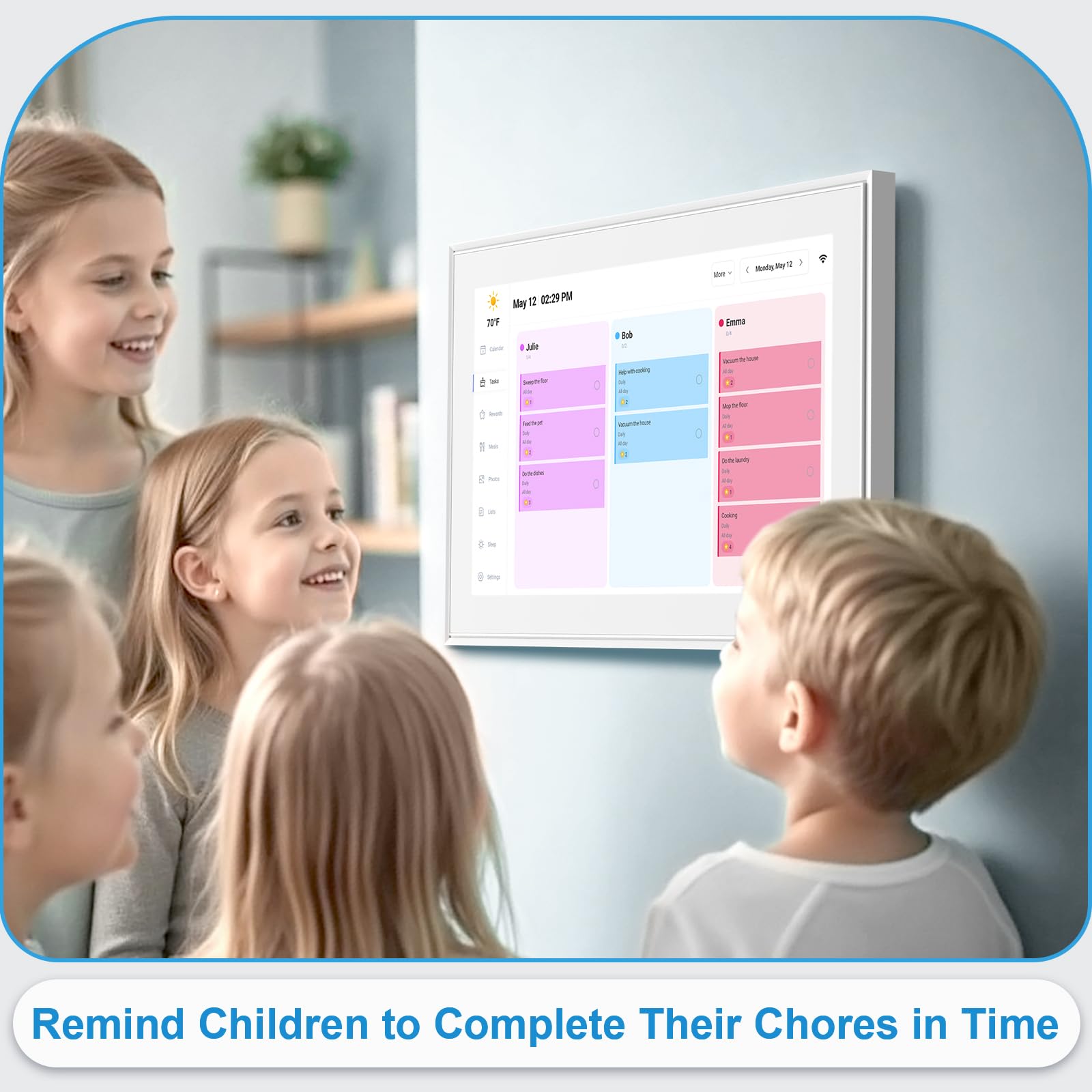 BQQJDD 15.6 Inch Digital Calendar, 2025 Planner & Chore Chart, 32GB WiFi Smart Organizer, HD Touch Screen Wall Calendar, Interactive Organizing Schedule, Meal Plan for Family, Includes Desk Mount