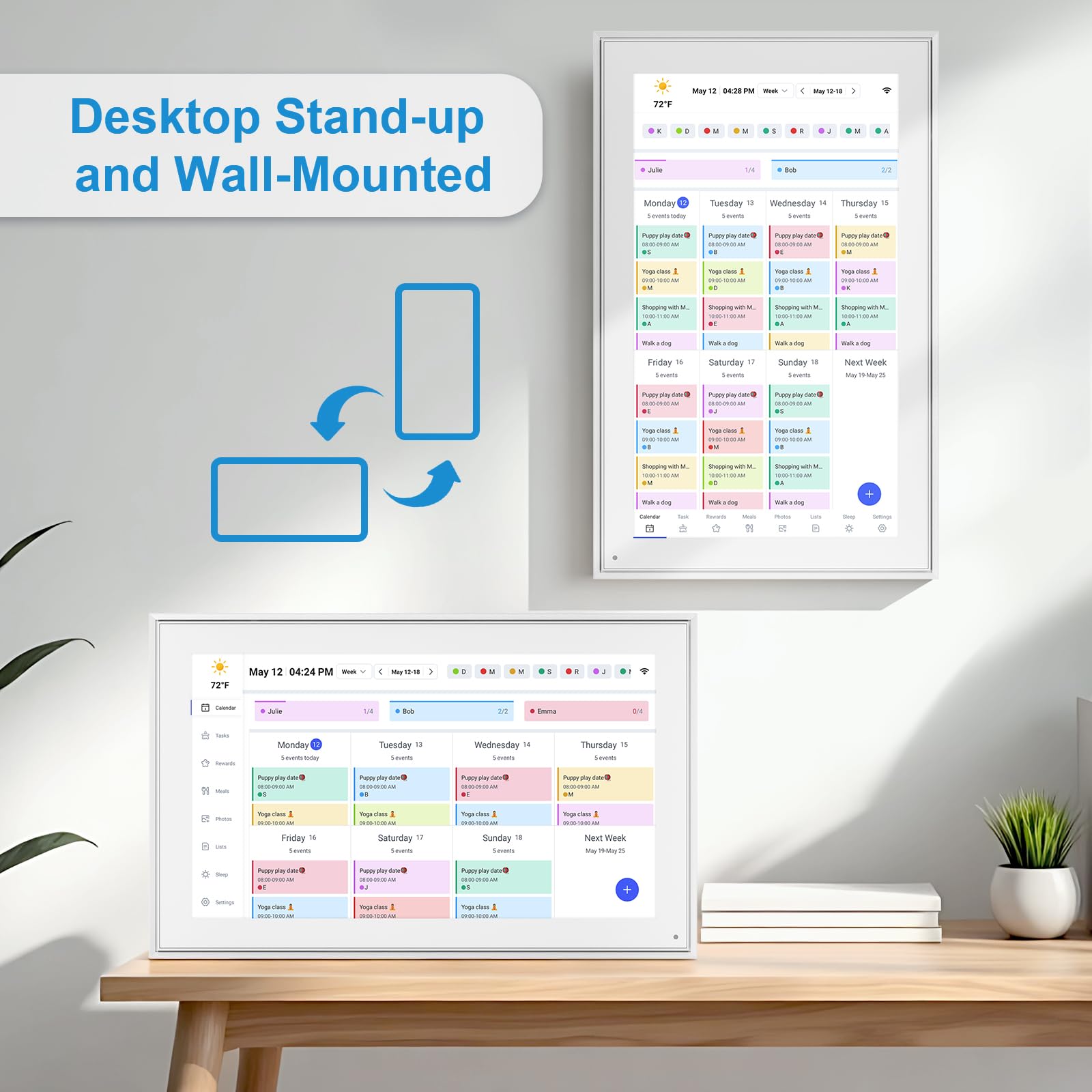 BQQJDD 15.6 Inch Digital Calendar, 2025 Planner & Chore Chart, 32GB WiFi Smart Organizer, HD Touch Screen Wall Calendar, Interactive Organizing Schedule, Meal Plan for Family, Includes Desk Mount