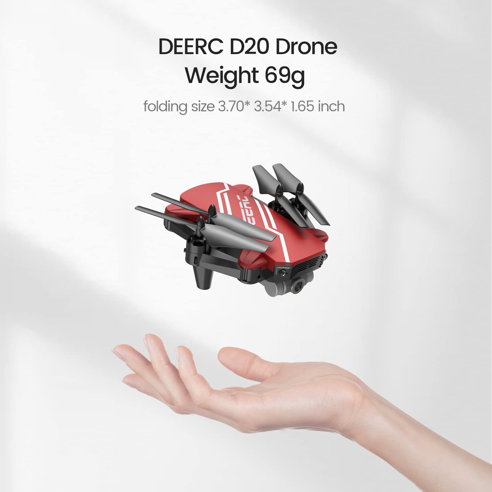 DEERC D20 Mini Drone for Kids with 720P HD FPV Camera Remote Control Toys Gifts for Boys Girls with Altitude Hold, Headless Mode, One Key Start Speed Adjustment, 3D Flips 2 Batteries, Black
