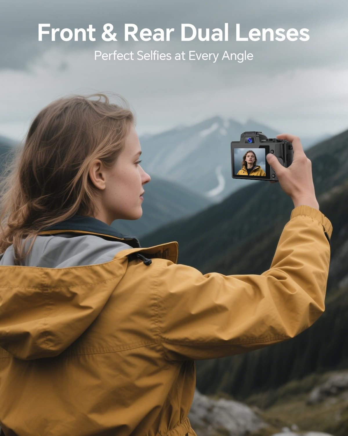 Fulealfly 8K Digital Camera for Photography, 88MP Autofocus WiFi Vlogging Camera for YouTube Video with Front and Rear Lens, Flash, Touch Screen, Lens Hood, 64GB Card, 2 Batteries(Black)