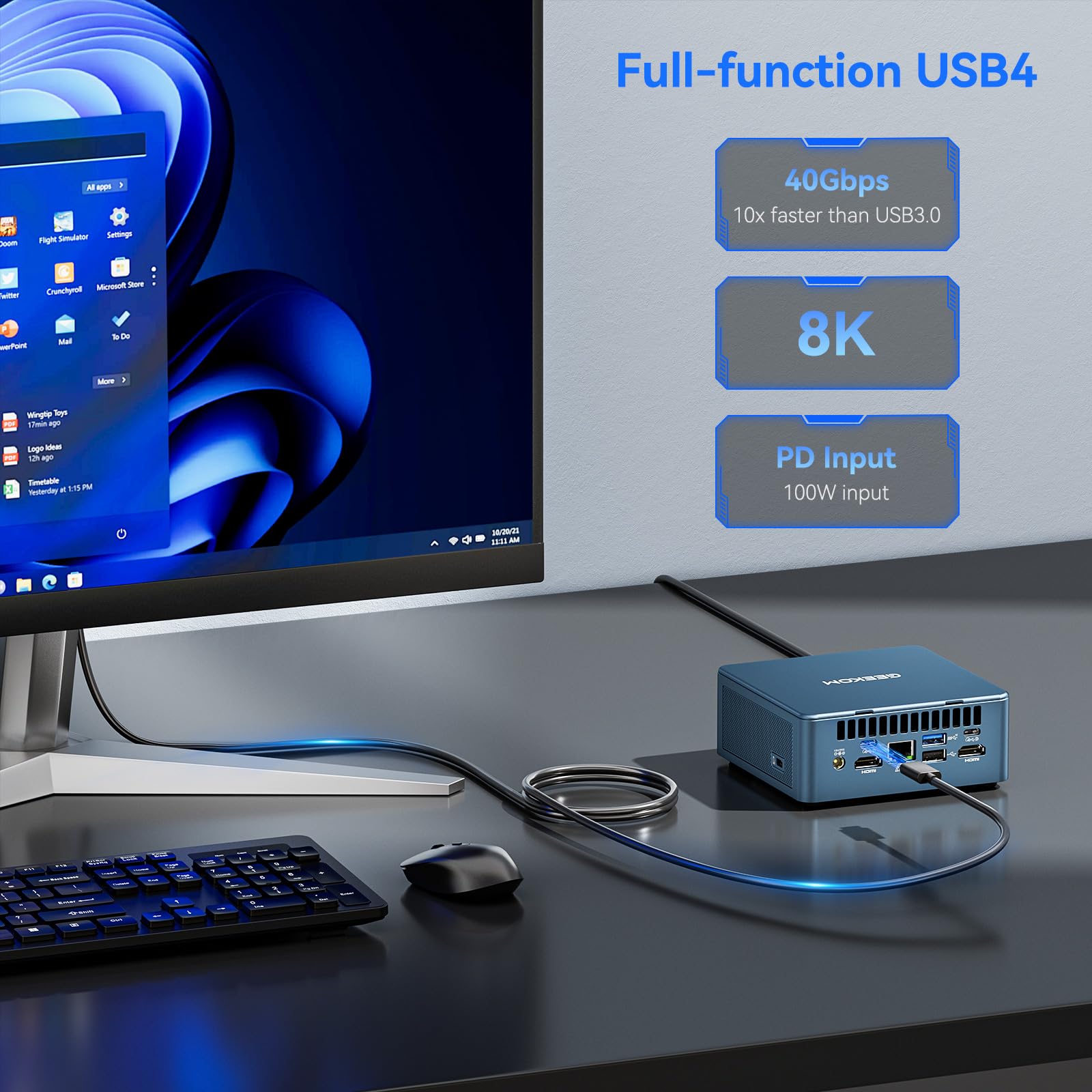 GEEKOM Mini PC Mini IT12, 12th Gen Intel i5-12450H NUC12 Mini Computers(8 Cores,12 Threads) 16GB DDR4/512GB PCIe Gen 4 SSD Windows 11 Pro Desktop PC Support Wi-Fi 6E/Bluetooth 5.2/USB 4.0/2.5G LAN/8K