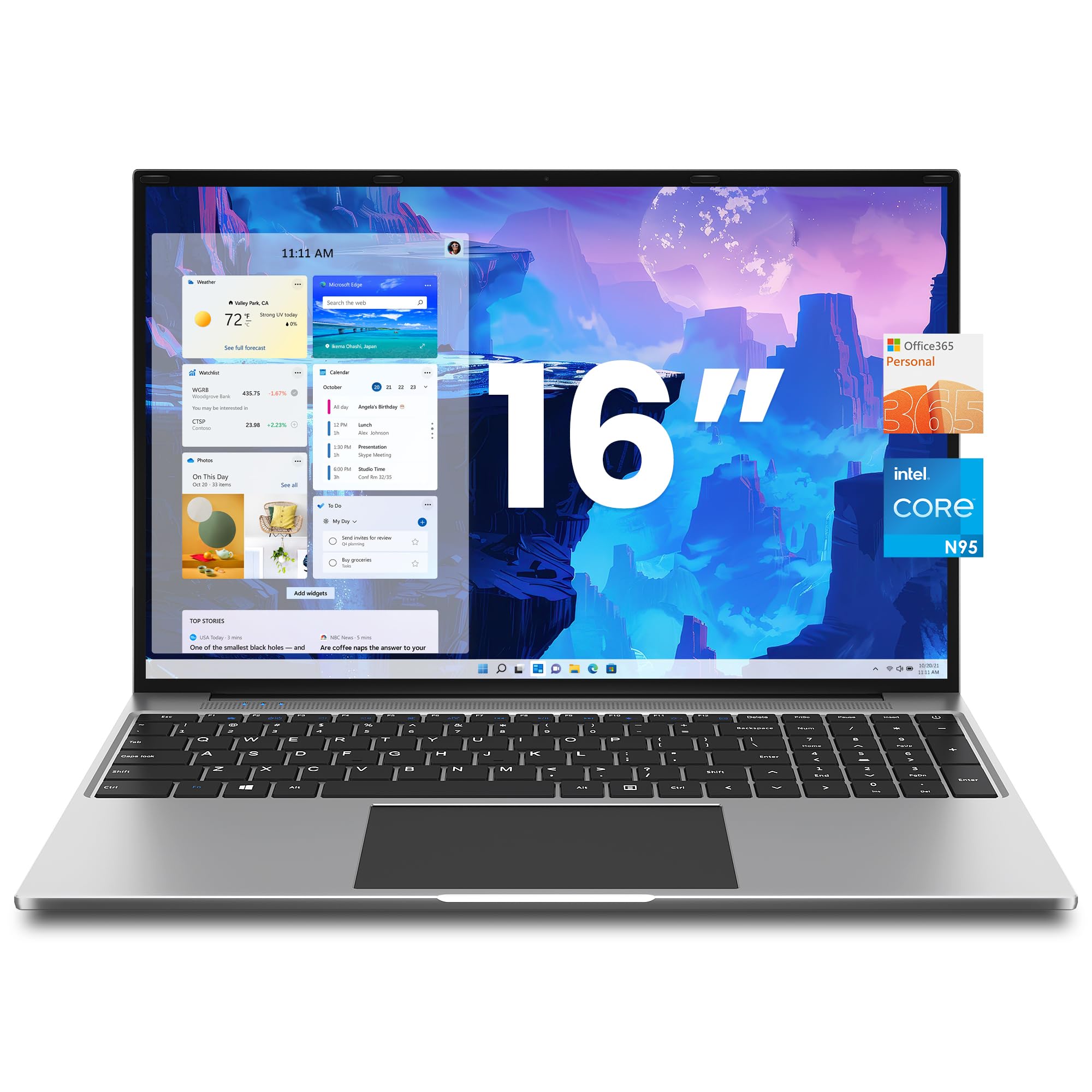 jumper 16 Inch Laptop, 4-Core N95 Processor, Up to 3.4Ghz, 16GB RAM, 640GB Storage,1200p FHD IPS Display, Windows 11 Computer, Office 365 1-Year Subscription, WiFi-6, 38Wh Battery.