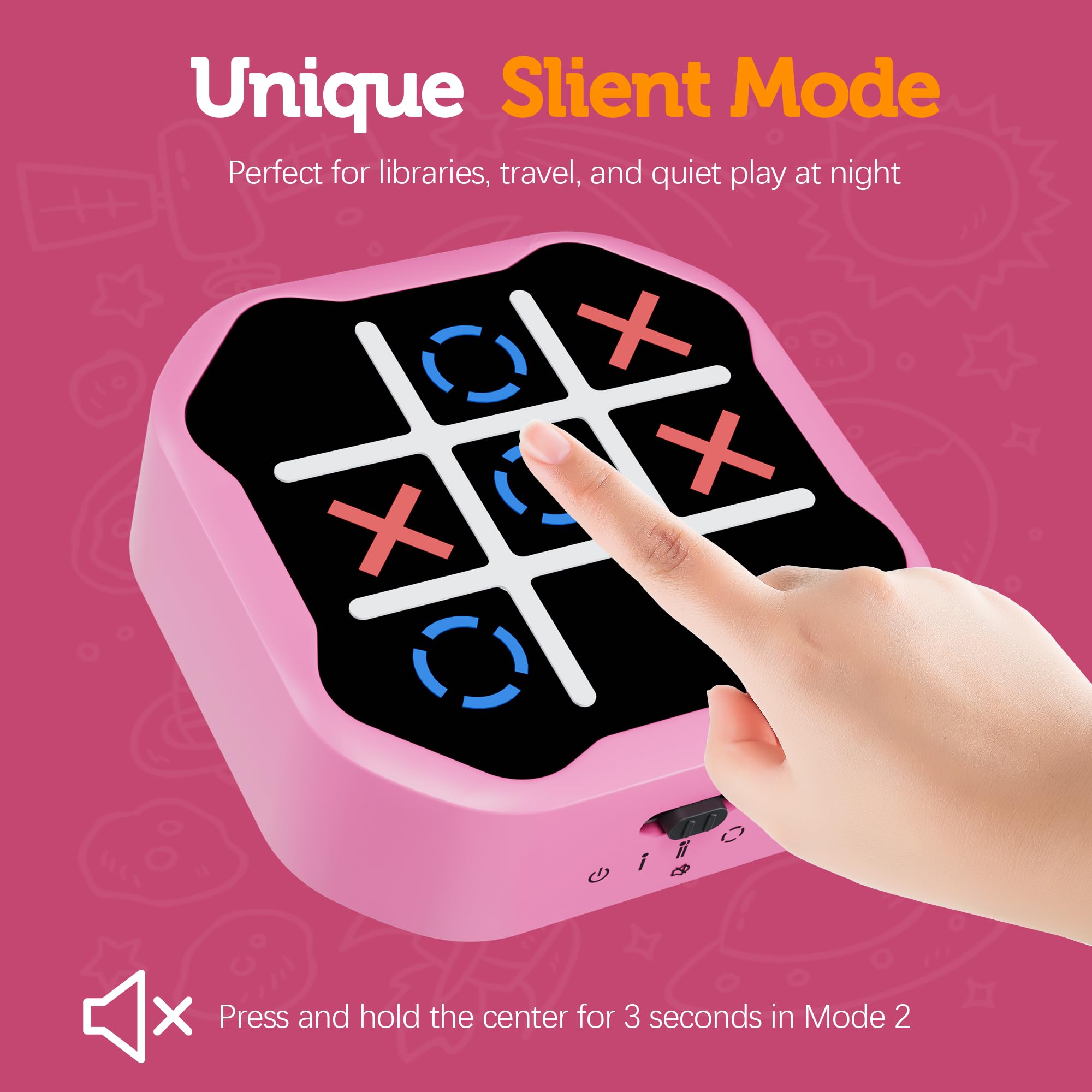 MASSRT 3 in 1 Electronic Tic Tac Toe Game, Handheld Digital Tic Tac Toe Bolt Game with Silent Mode, Portable Learing Toy Gift for Kids & Adults, Blue (One Pack)